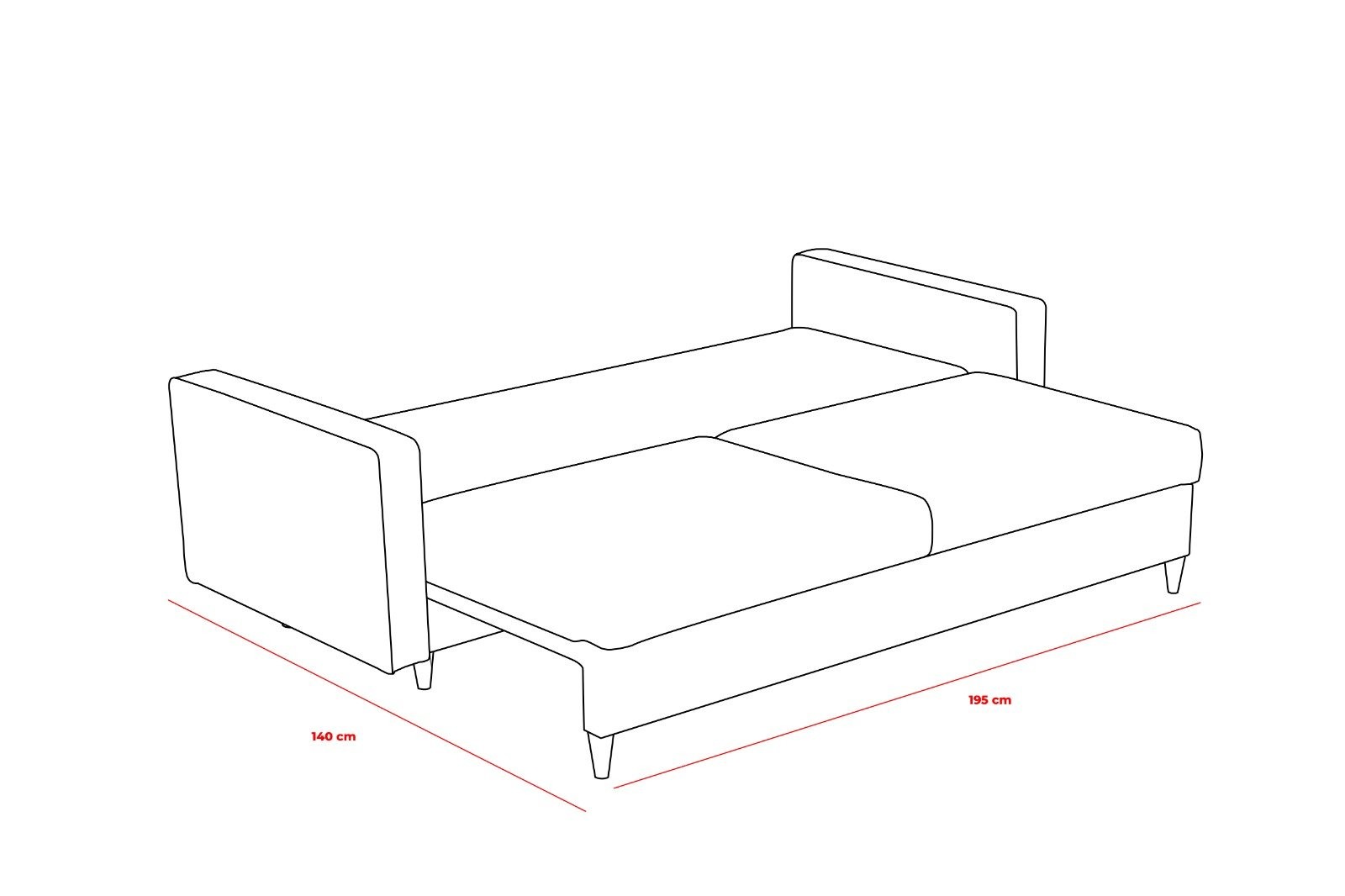 Schlafsofa 3-Sitzer Anthrazit