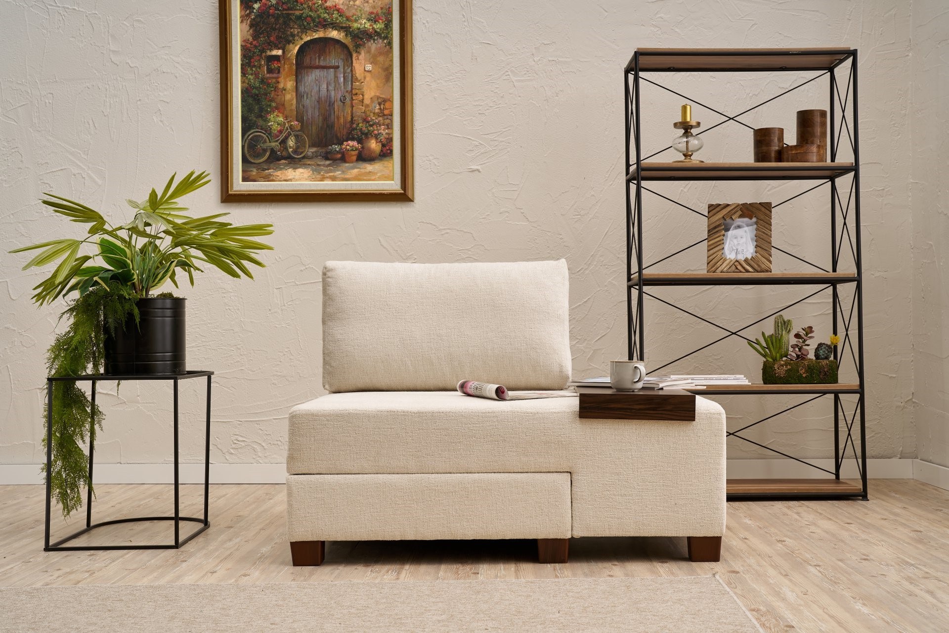 Perenna 1-Sitzer Modul Rechts Chenille Creme