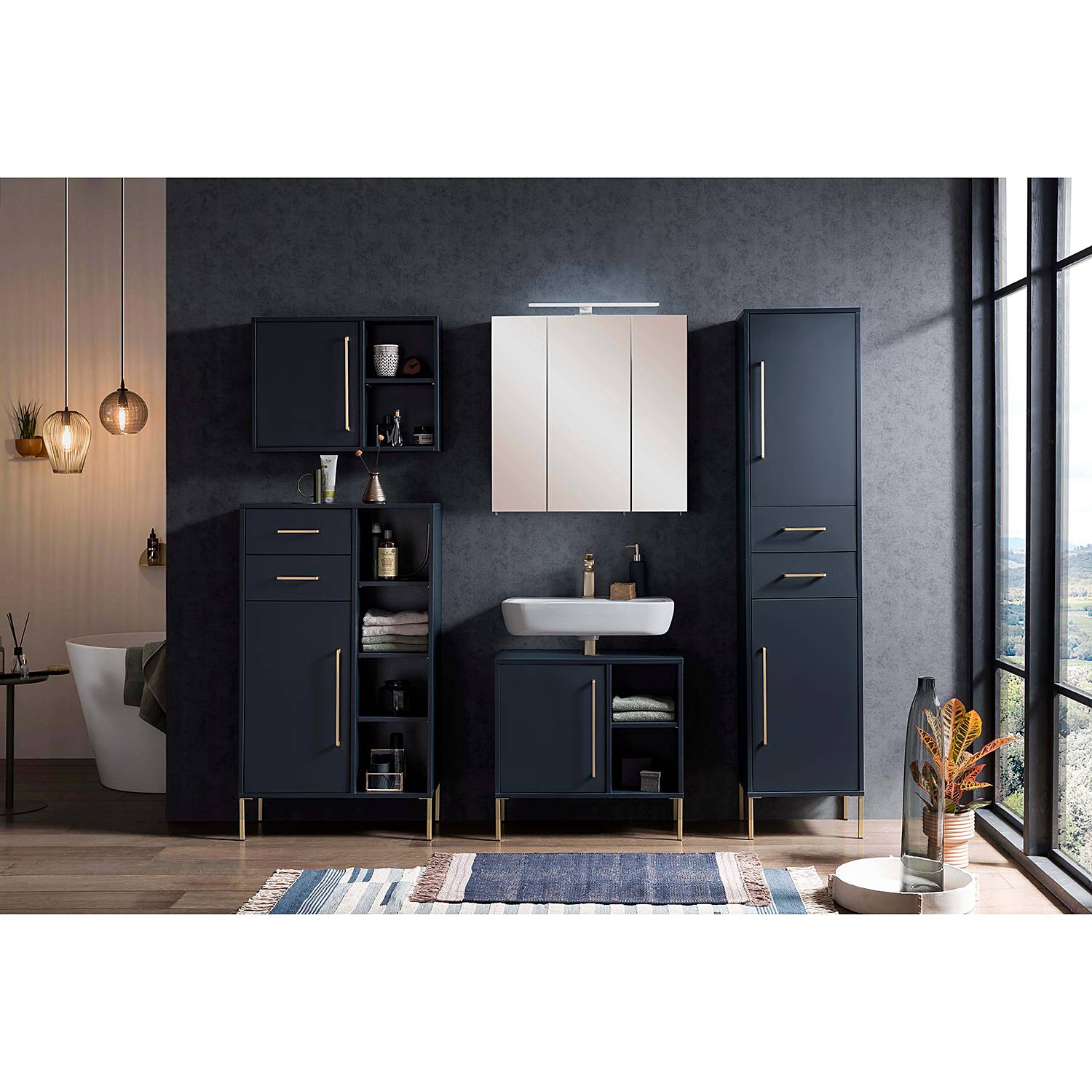 Waschbeckenunterschrank Kent Nachtblau
