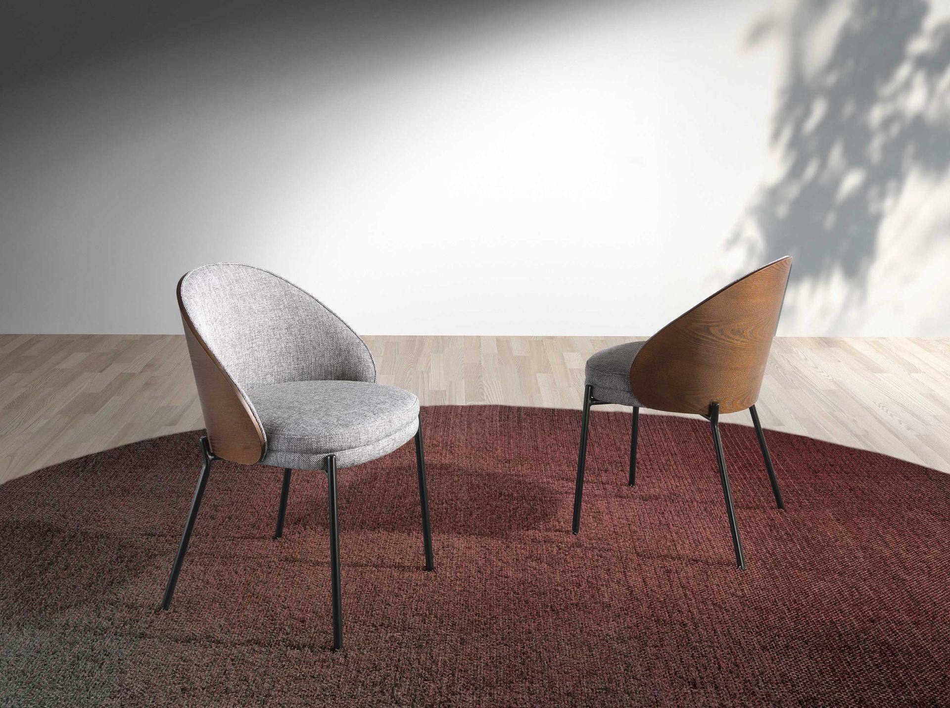 Dining chair textile walnut grey