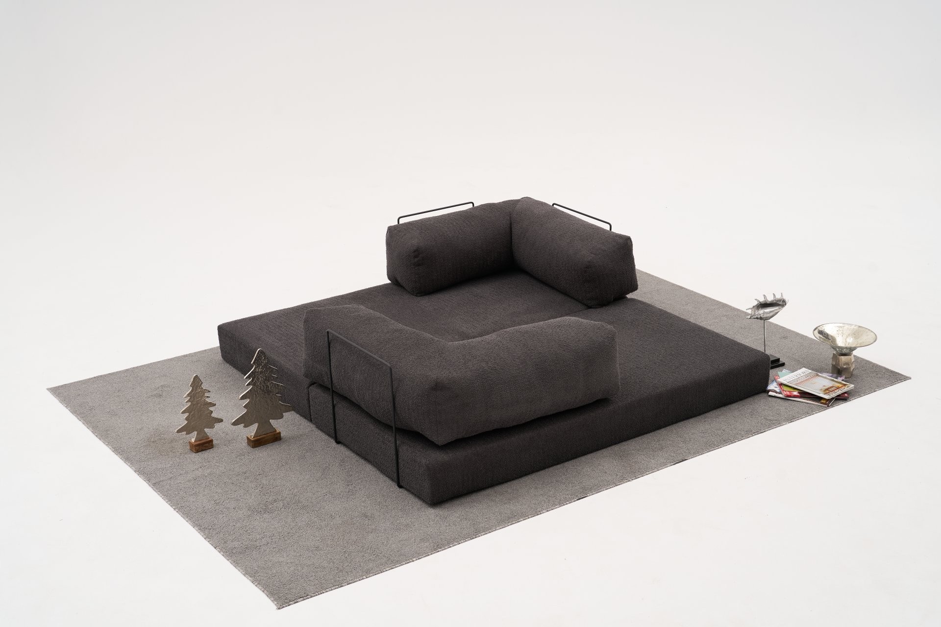 Comfort Schlafsofa 2-Sitzer Anthrazit