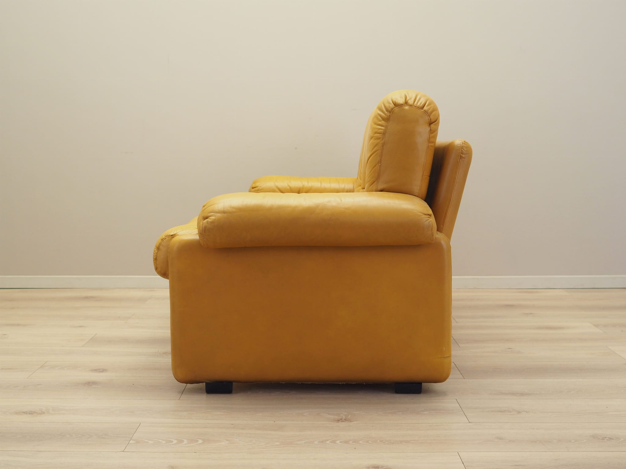 2-Sitzer Sofa Leder Gelb 1960er Jahre