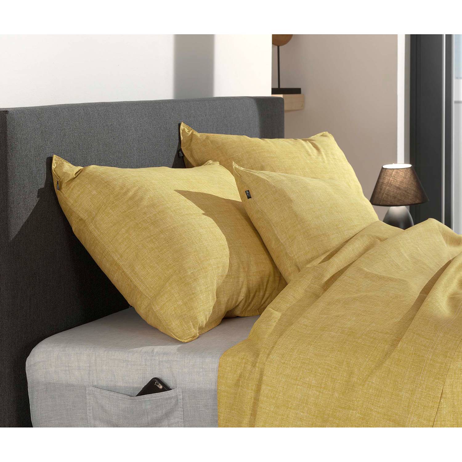 Lino II Pillowcase Cotton Yellow 80 x 80 cm