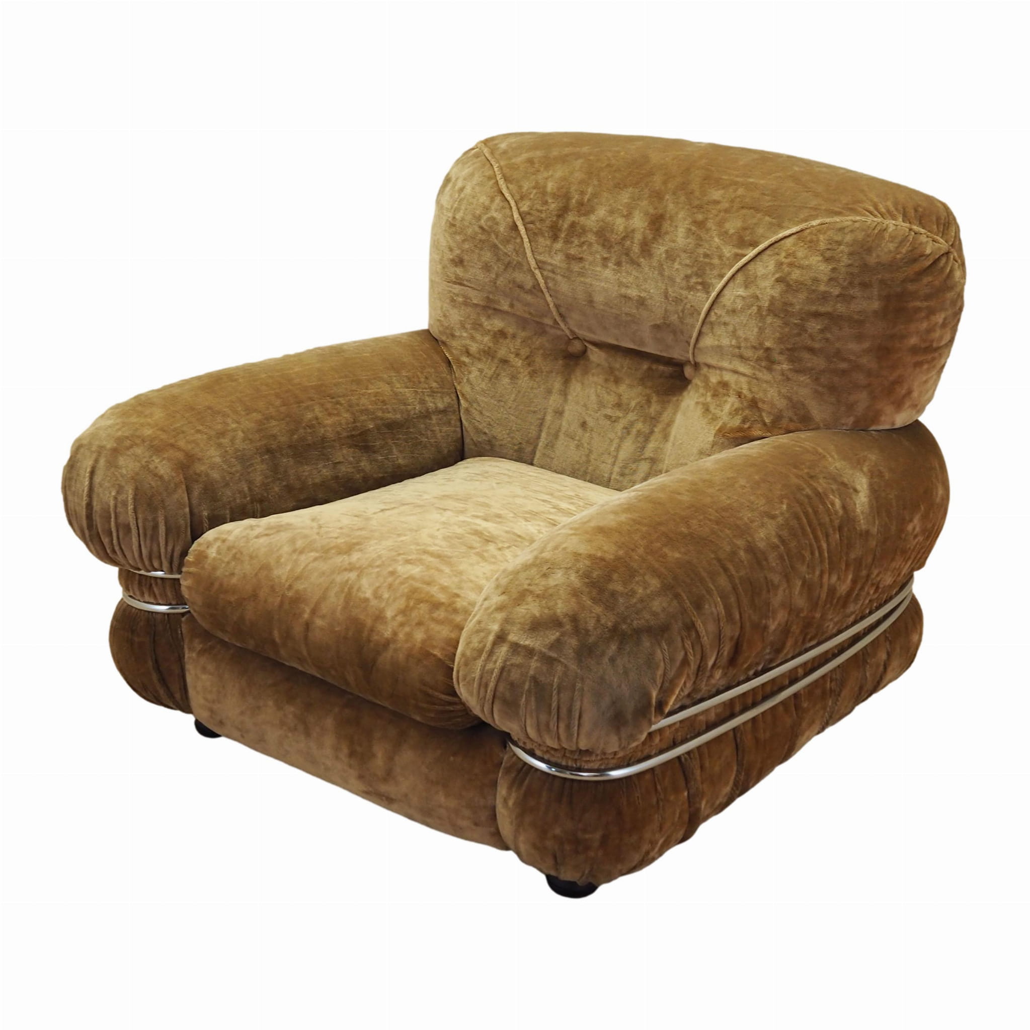 Armlehnsessel Velours Braun 1970er Jahre