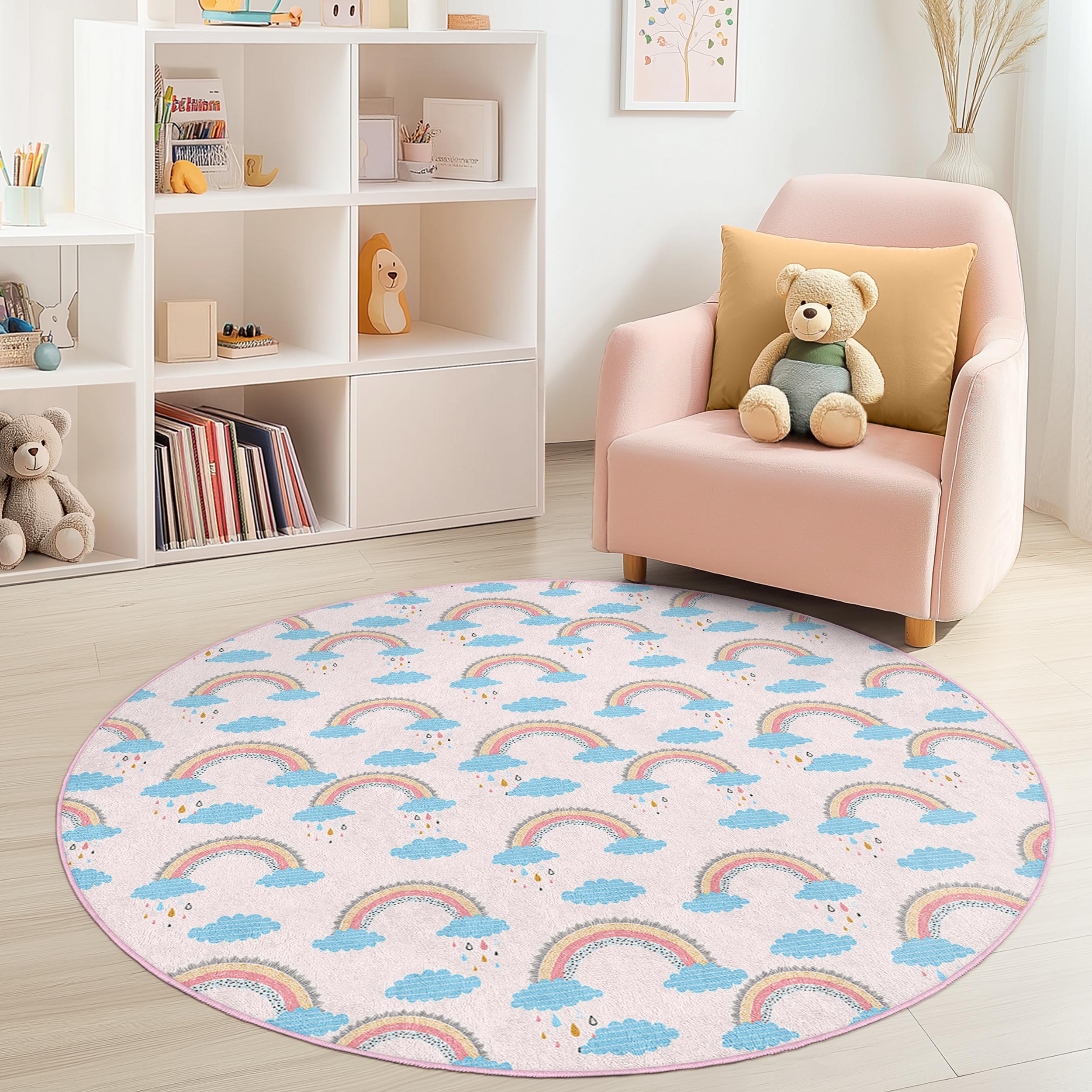 Rainbow Children's Rug Multicoloured Ø120cm