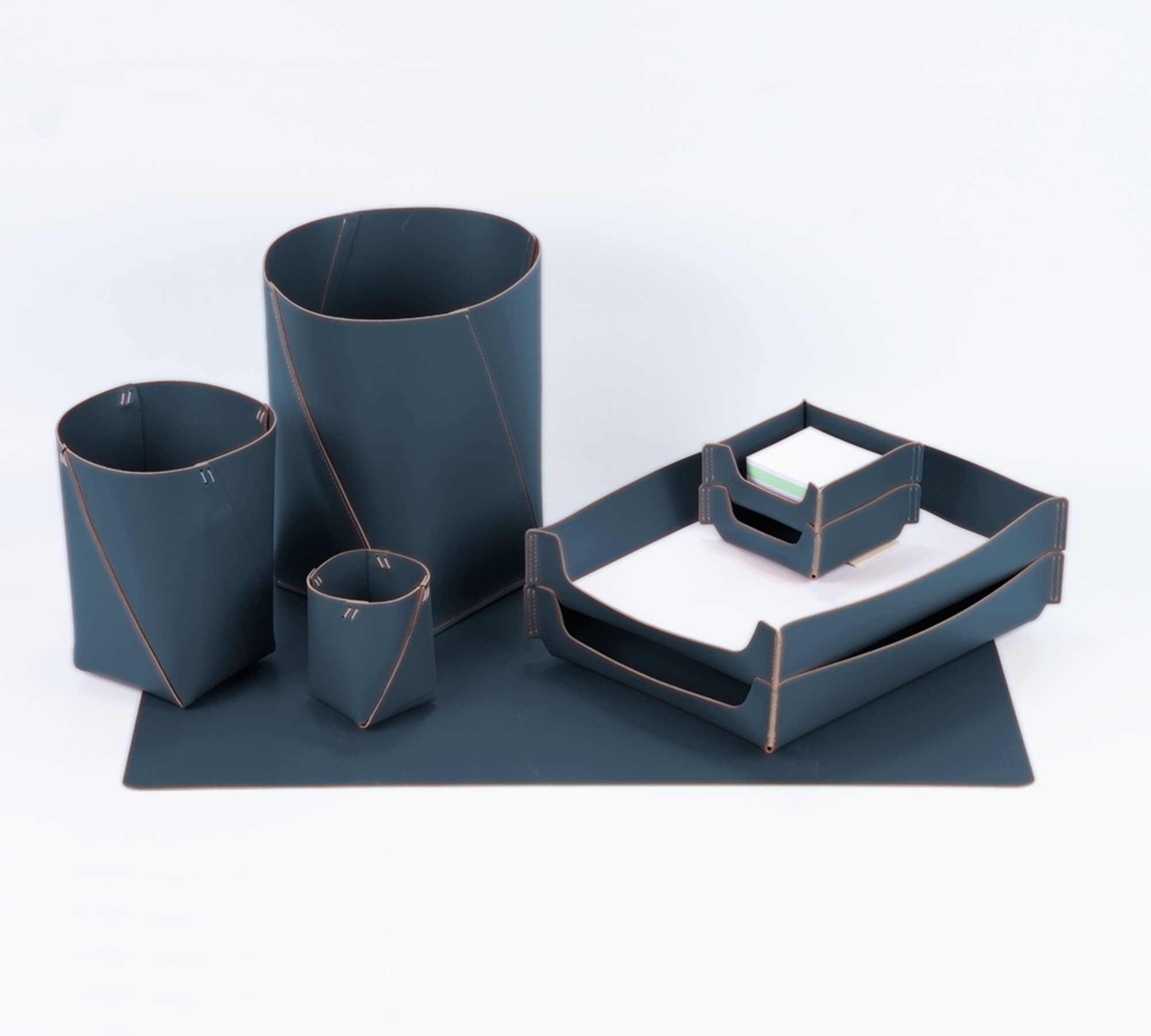 Stiftehalter 100% Recyceltes Leder Blau