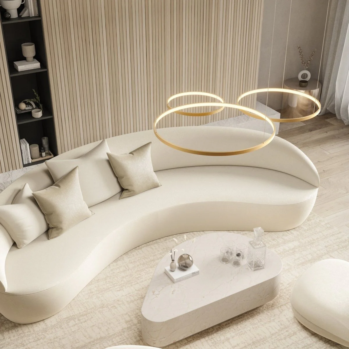 Ring-shaped LED pendant light CAECILIA Gold