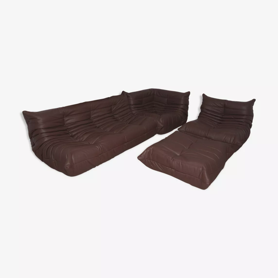 Togo Lounge Set 4 pezzi pelle Madras marrone