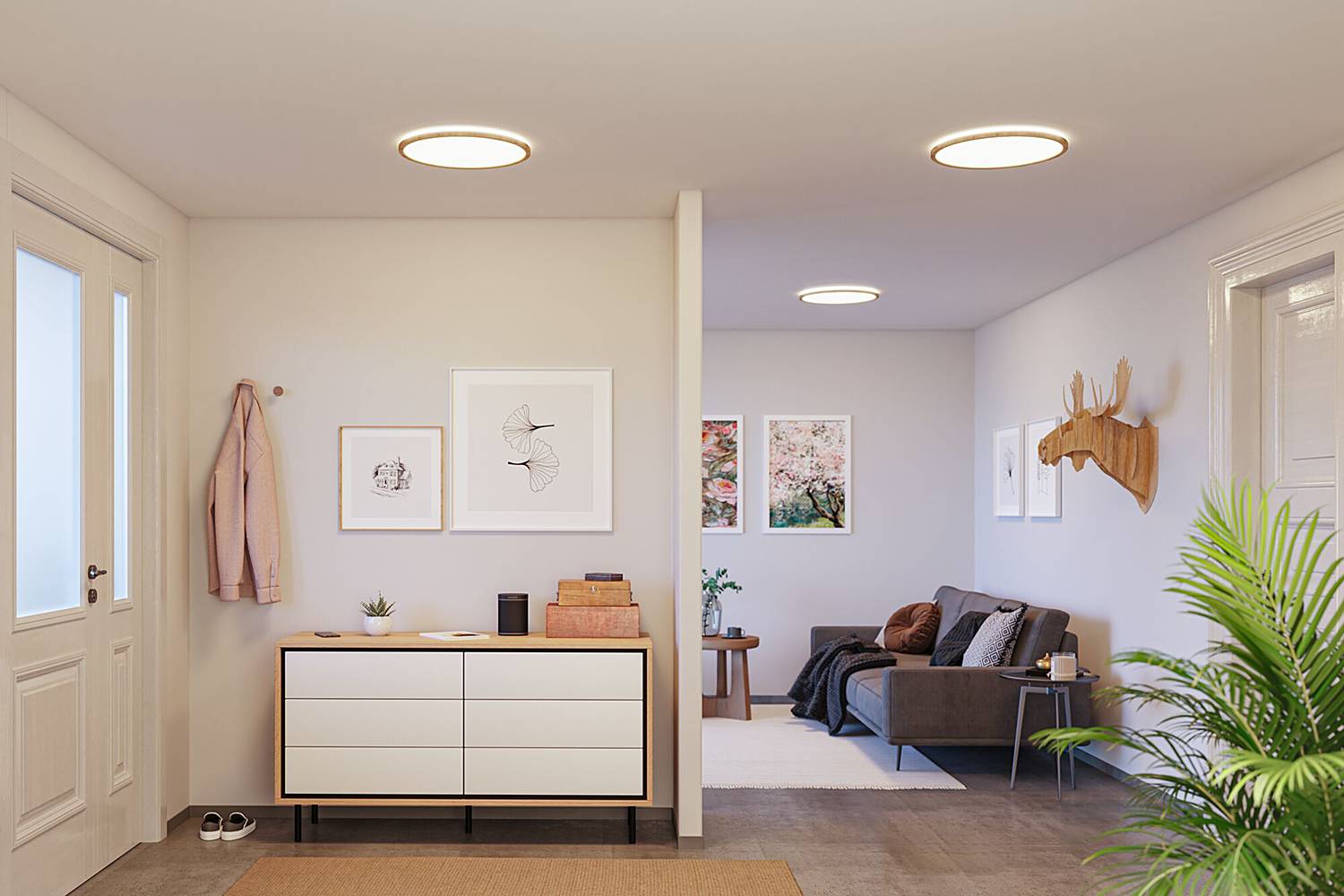 Atria Shine LED-Deckenleuchte Kunststoff Braun 42cm