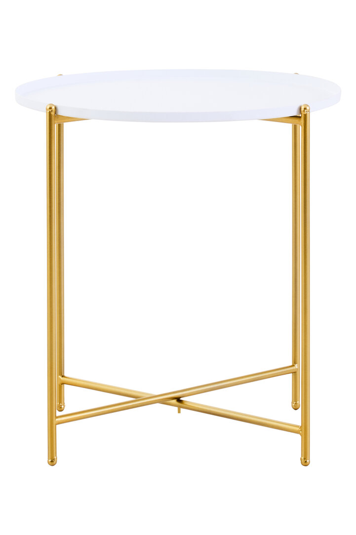 Trosa Tavolino Rotondo Ferro Bianco Oro