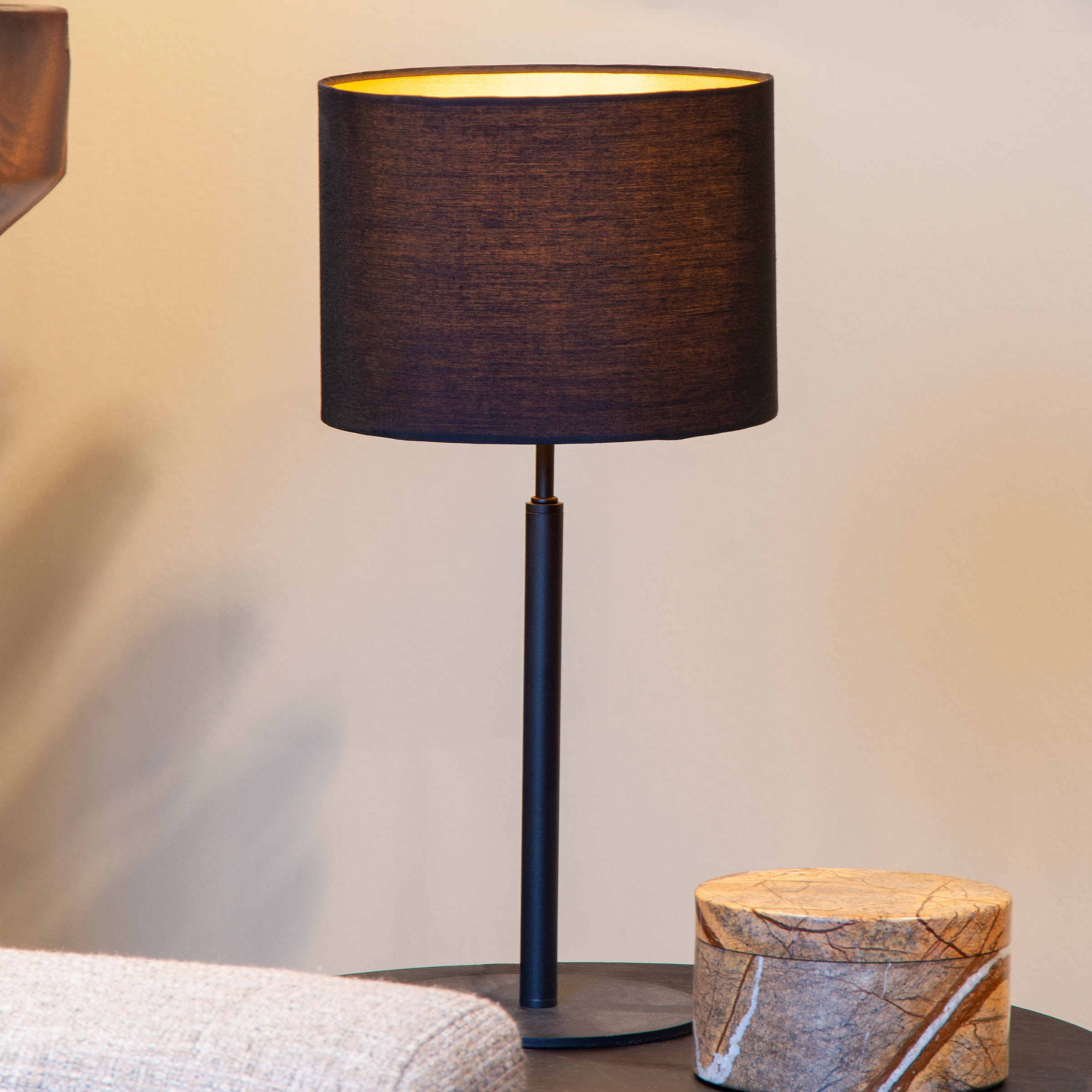 Maya Table Lamp Aluminum Cotton Fabric Beige