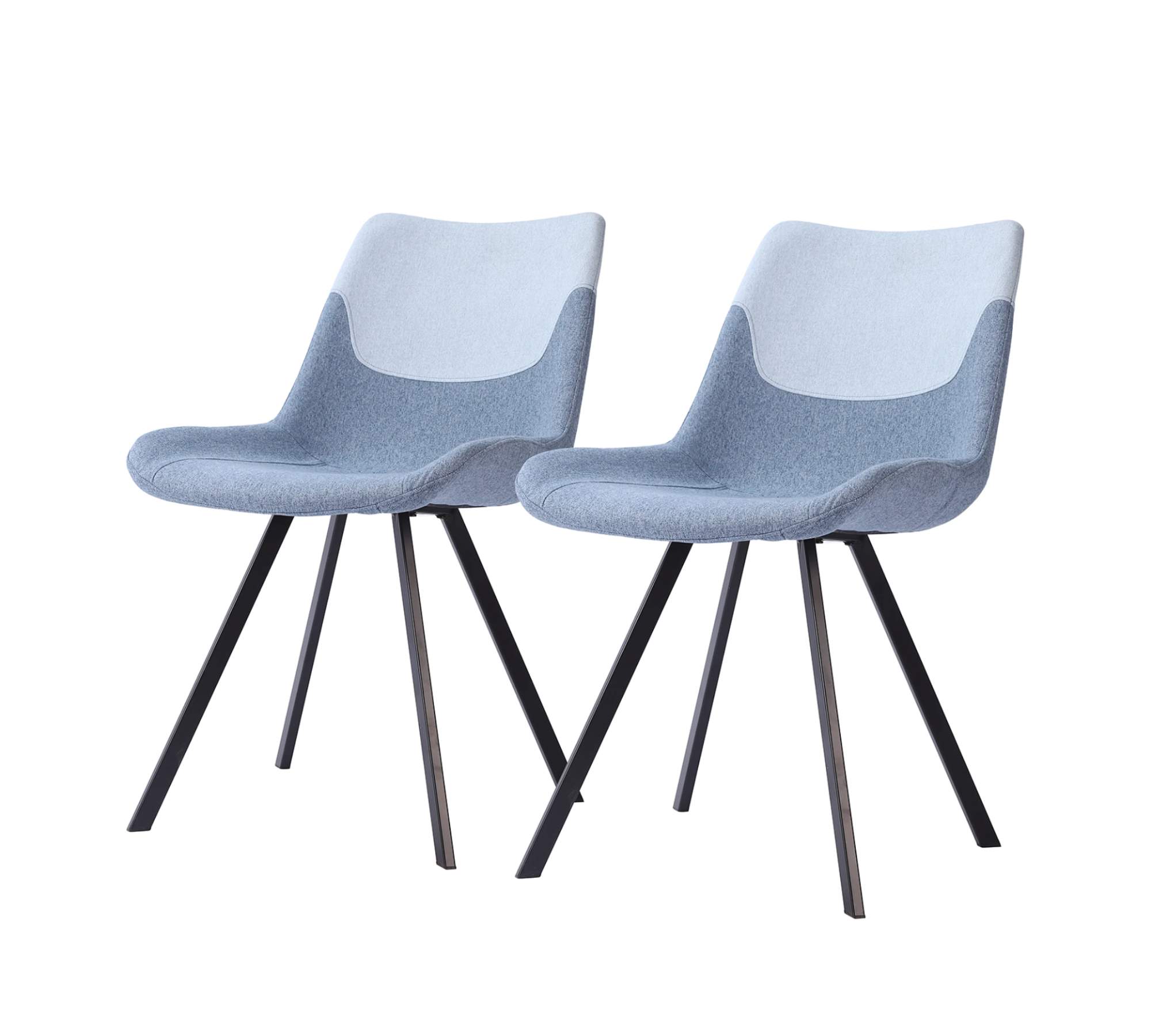 2x Esszimmerstuhl Webstoff Pastellblau