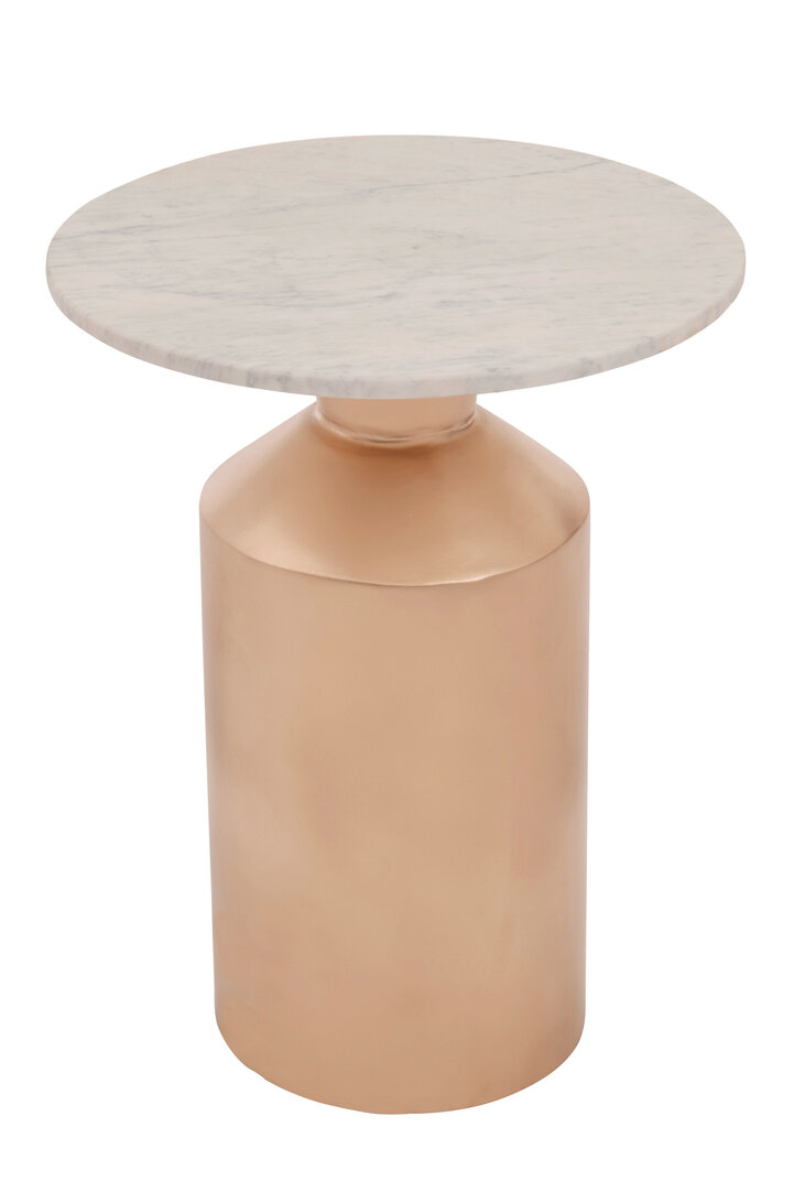 Amira White Marble Top Gold Base Beistelltisch
