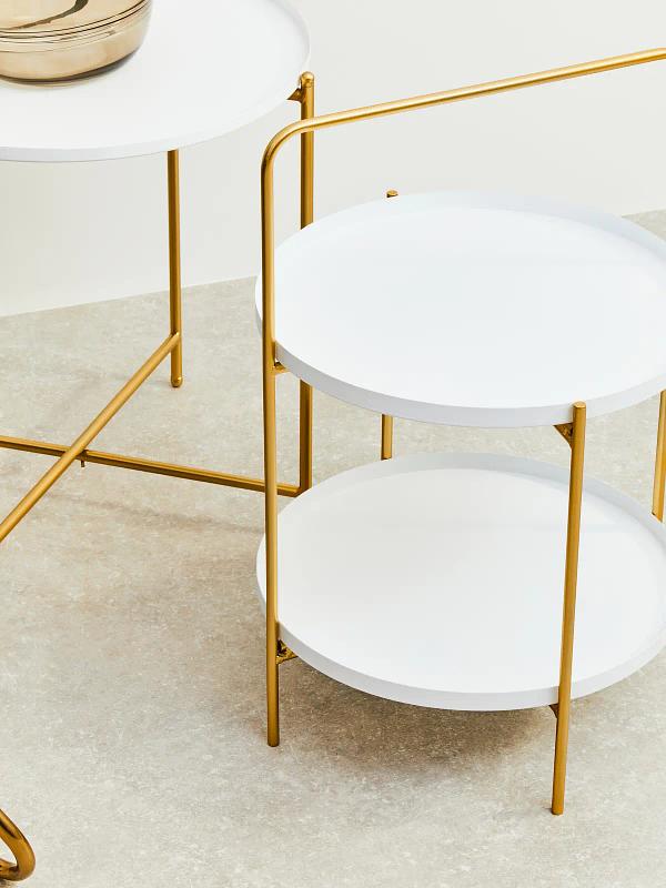 Trosa Two Tier Weiß und Gold Beistelltisch
