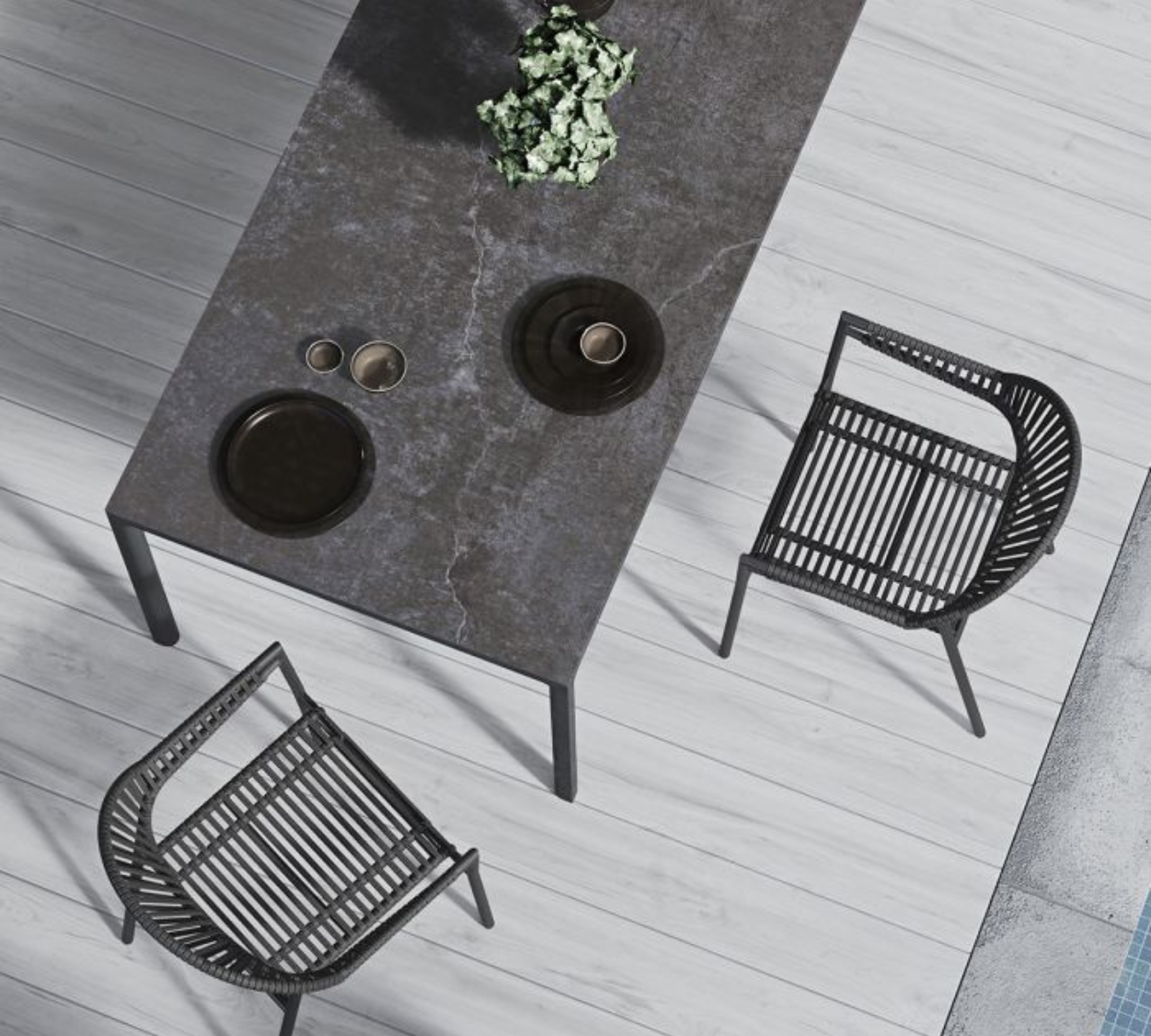 Soft Tisch Aluminium HPL-Platte Anthrazit 240 x 100 cm