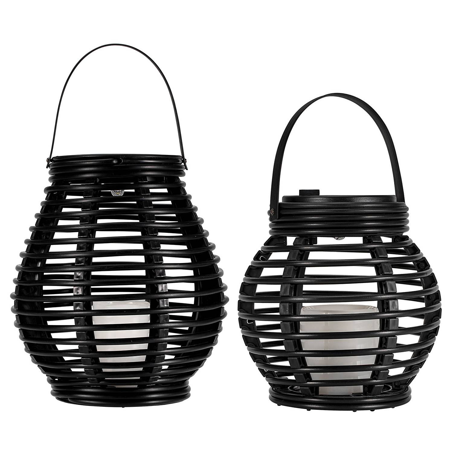 Solar lantern Sunshine Glow set of 2 plastic beige black