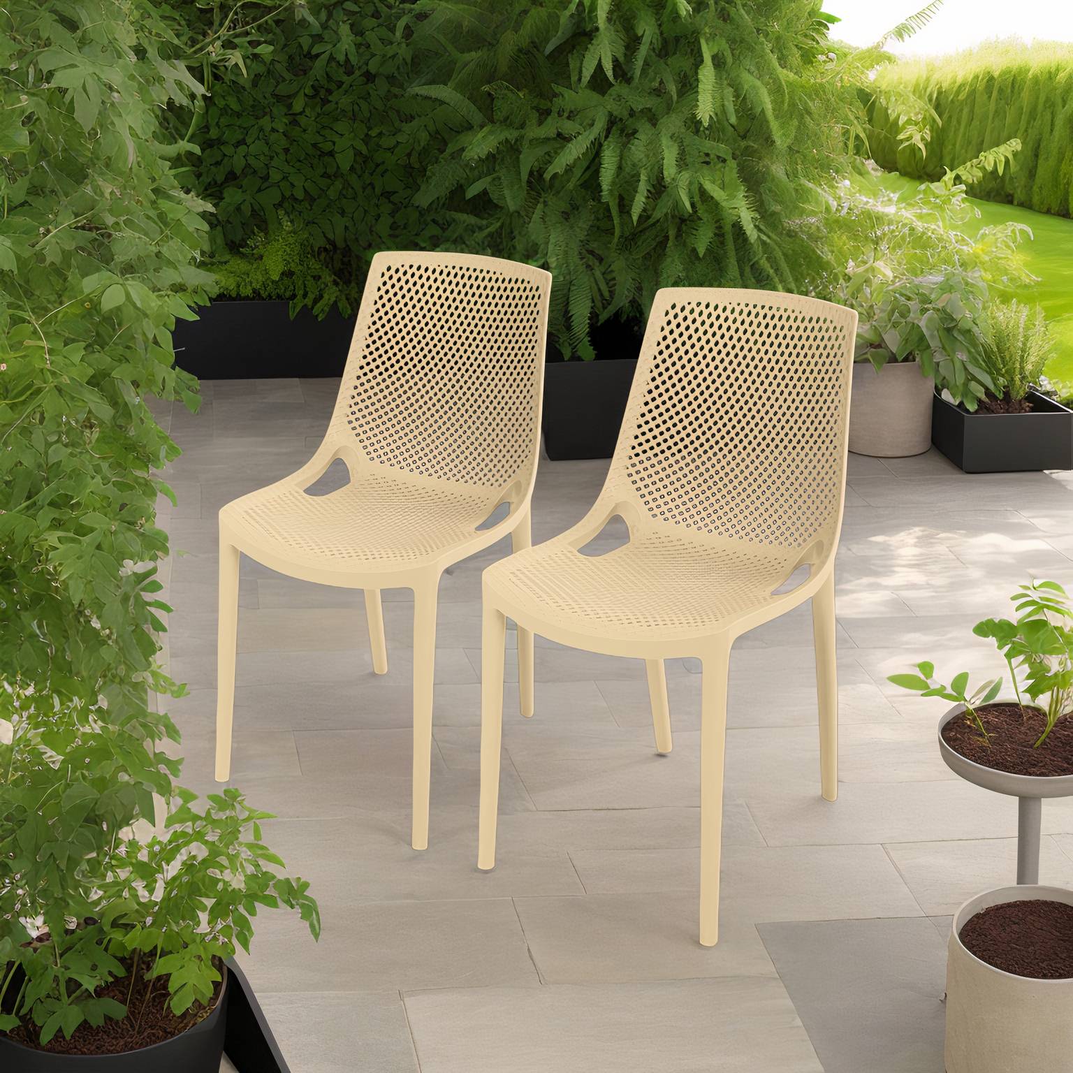 2x Stapelstuhl Vacaria Beige