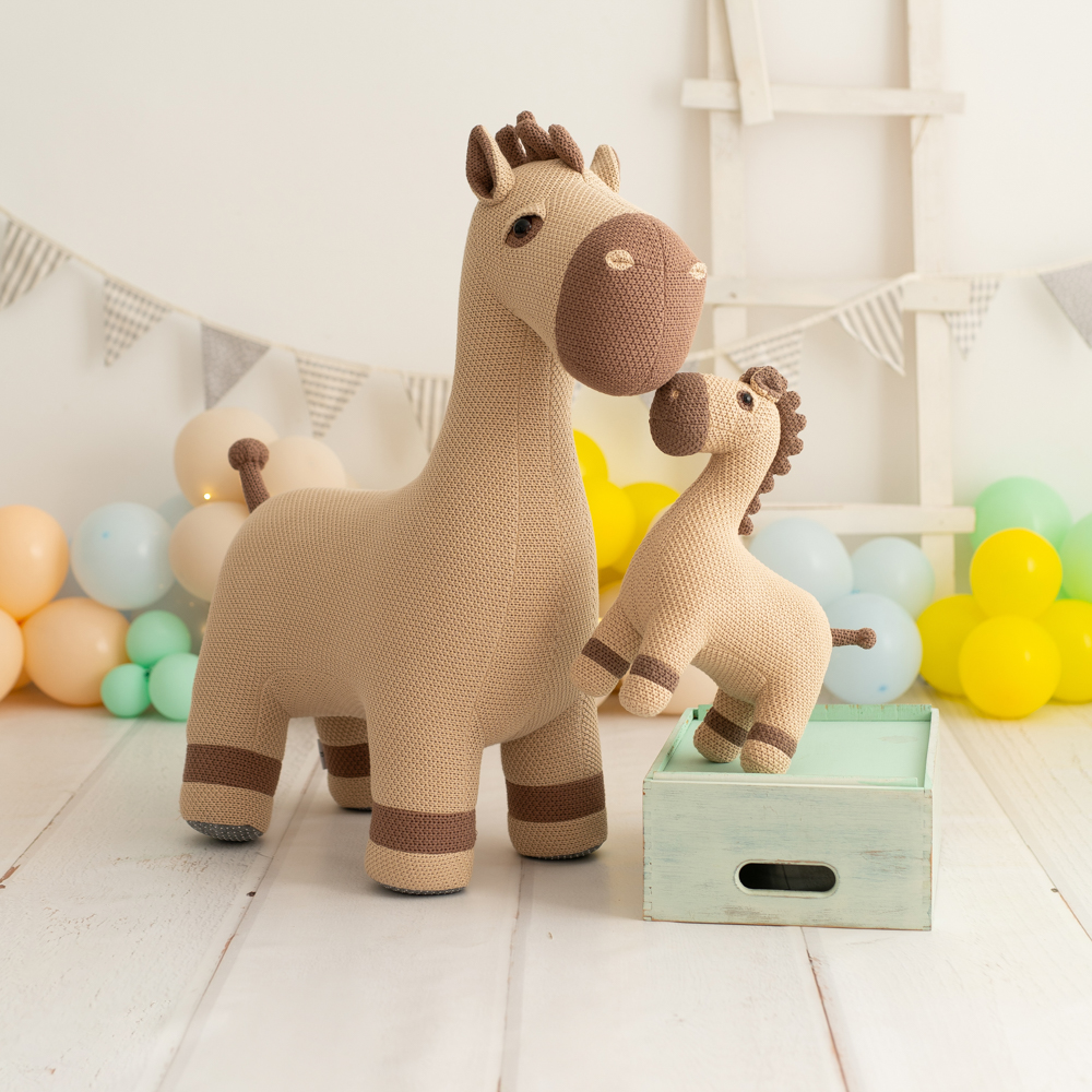 Pferd Maxi & Pferd Mini Plüschtier Baumwolle Braun