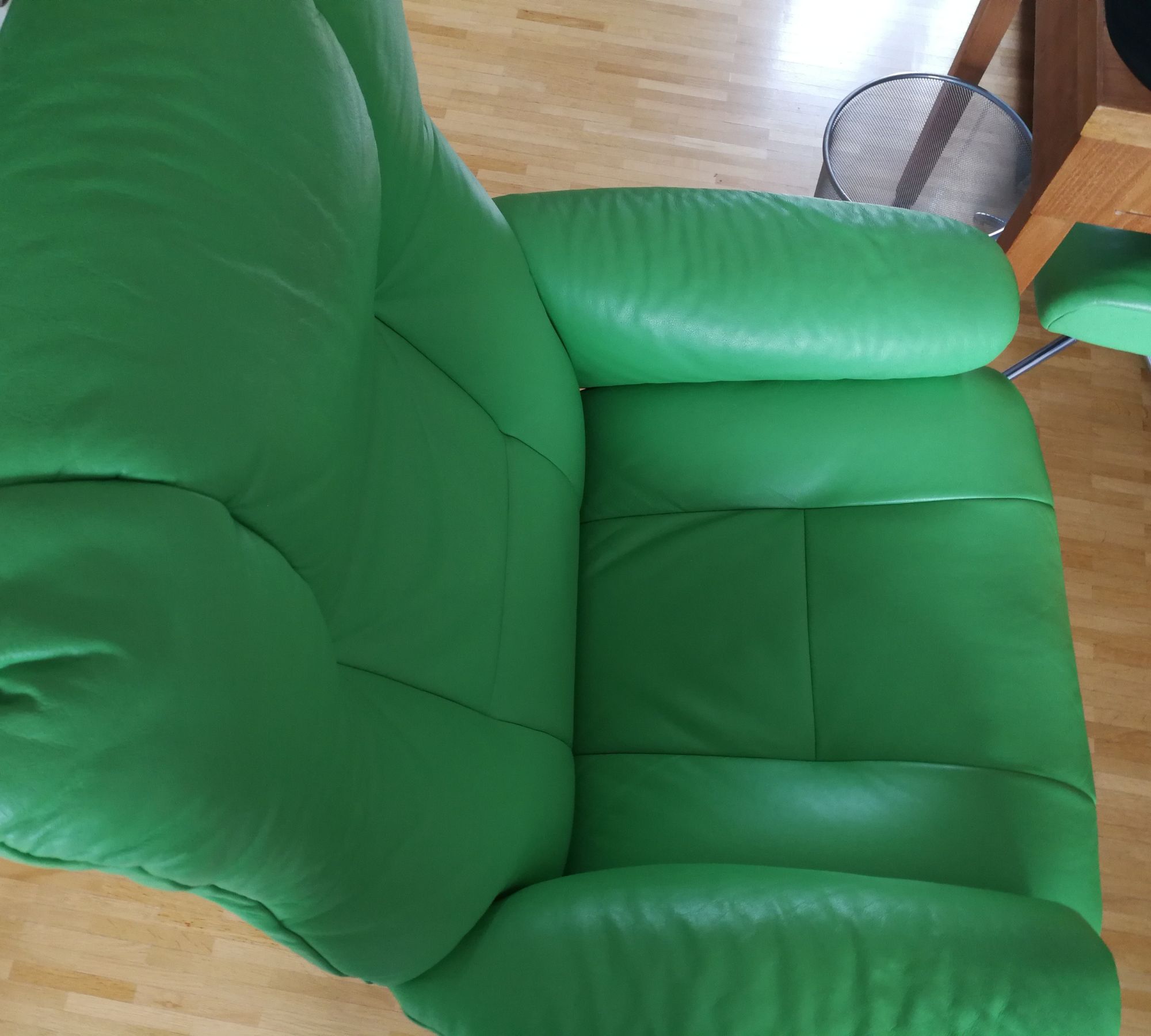 Sessel Leder Holz Grün