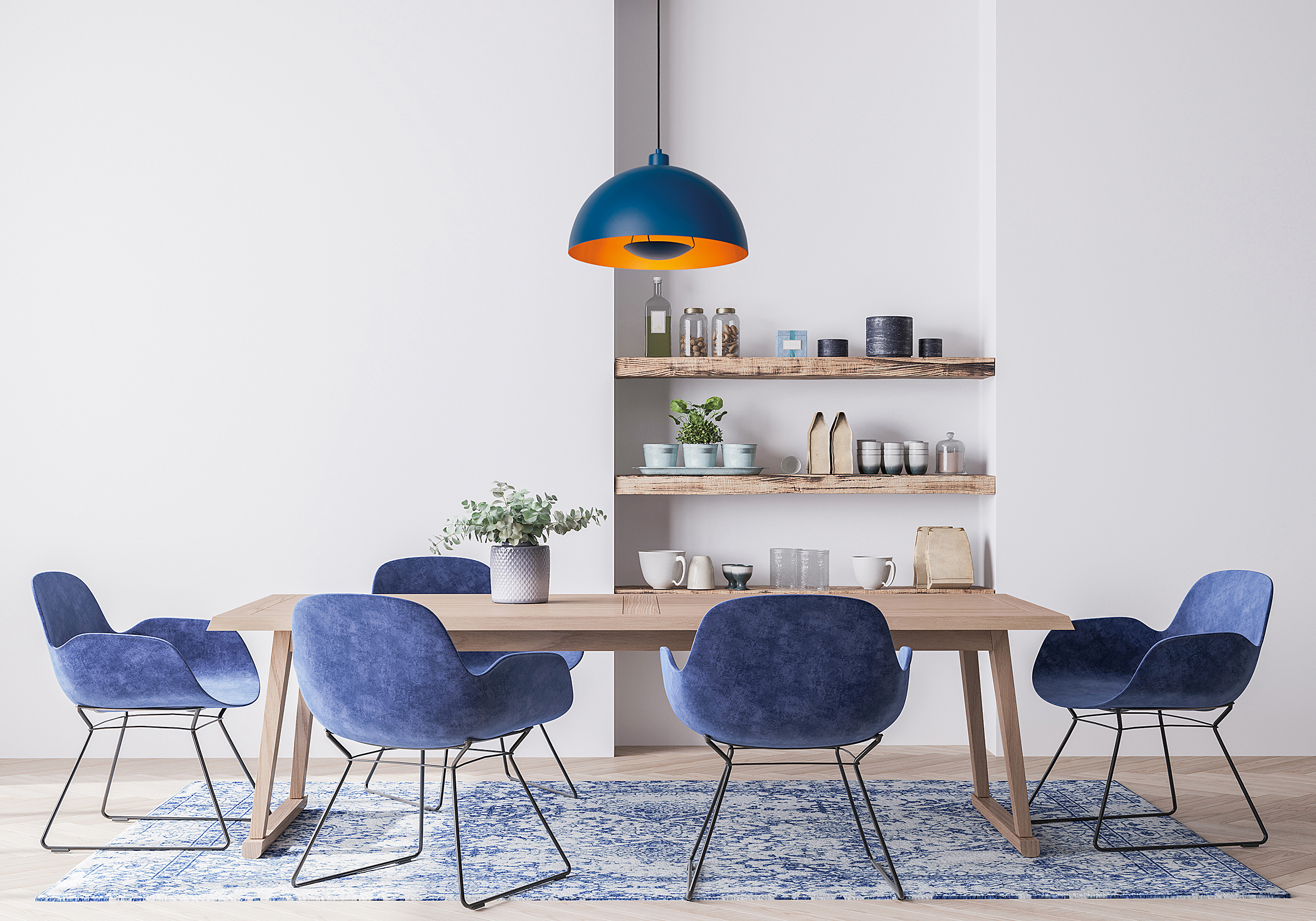 Siemon Pendelleuchte Stahl Blau