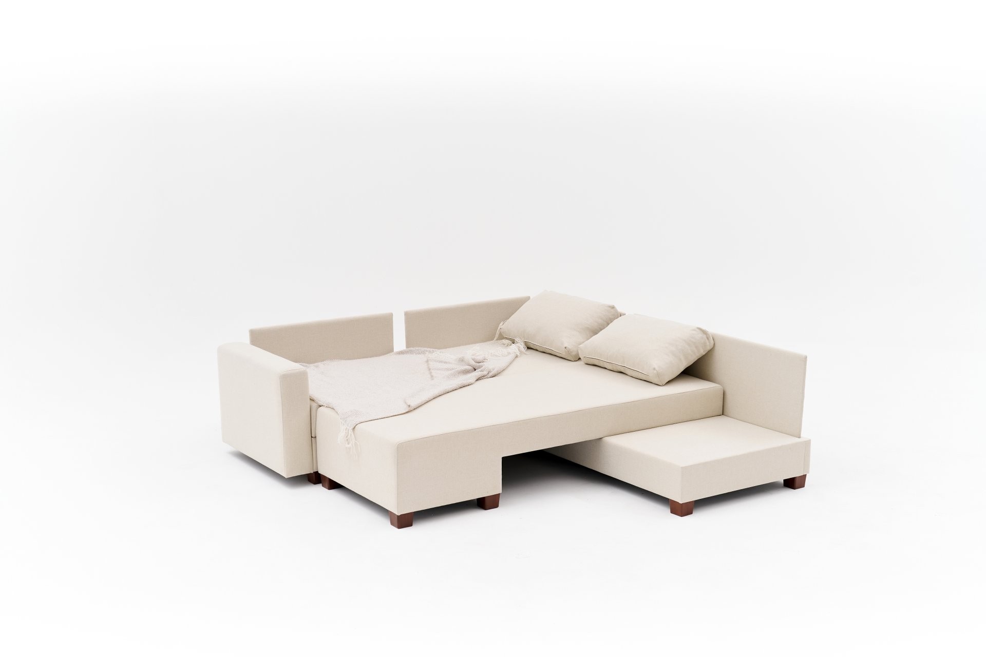 Aly  Schlafsofa Récamiere Rechts Baumwolle Creme