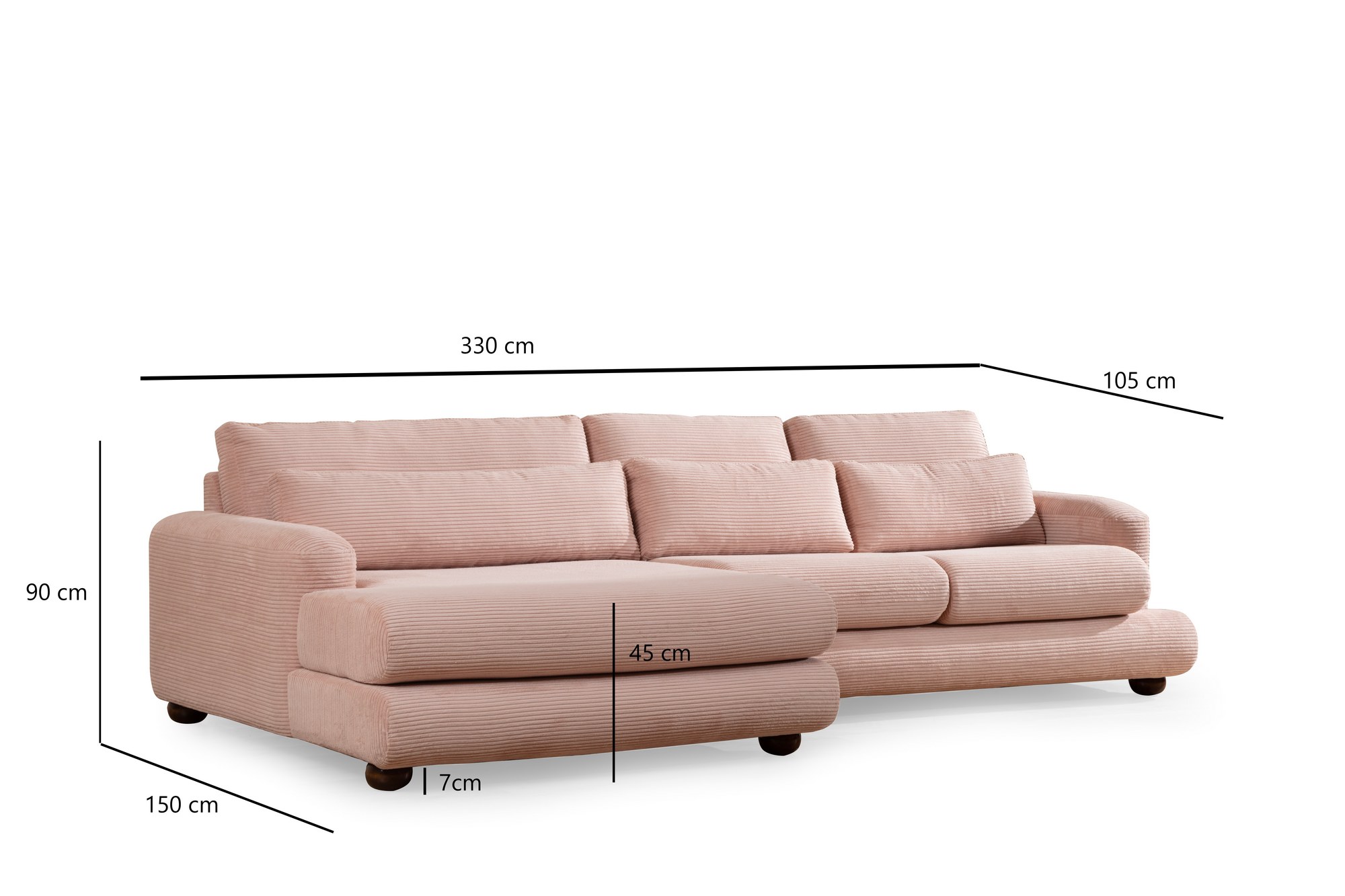 River Corner Sofa Left Pink