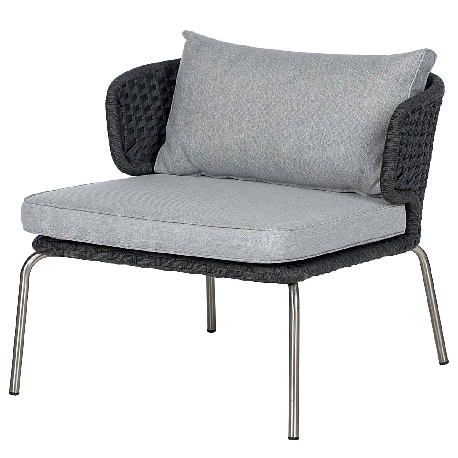 Desha Garten-Loungesessel Polyester Edelstahl Schwarzgrau