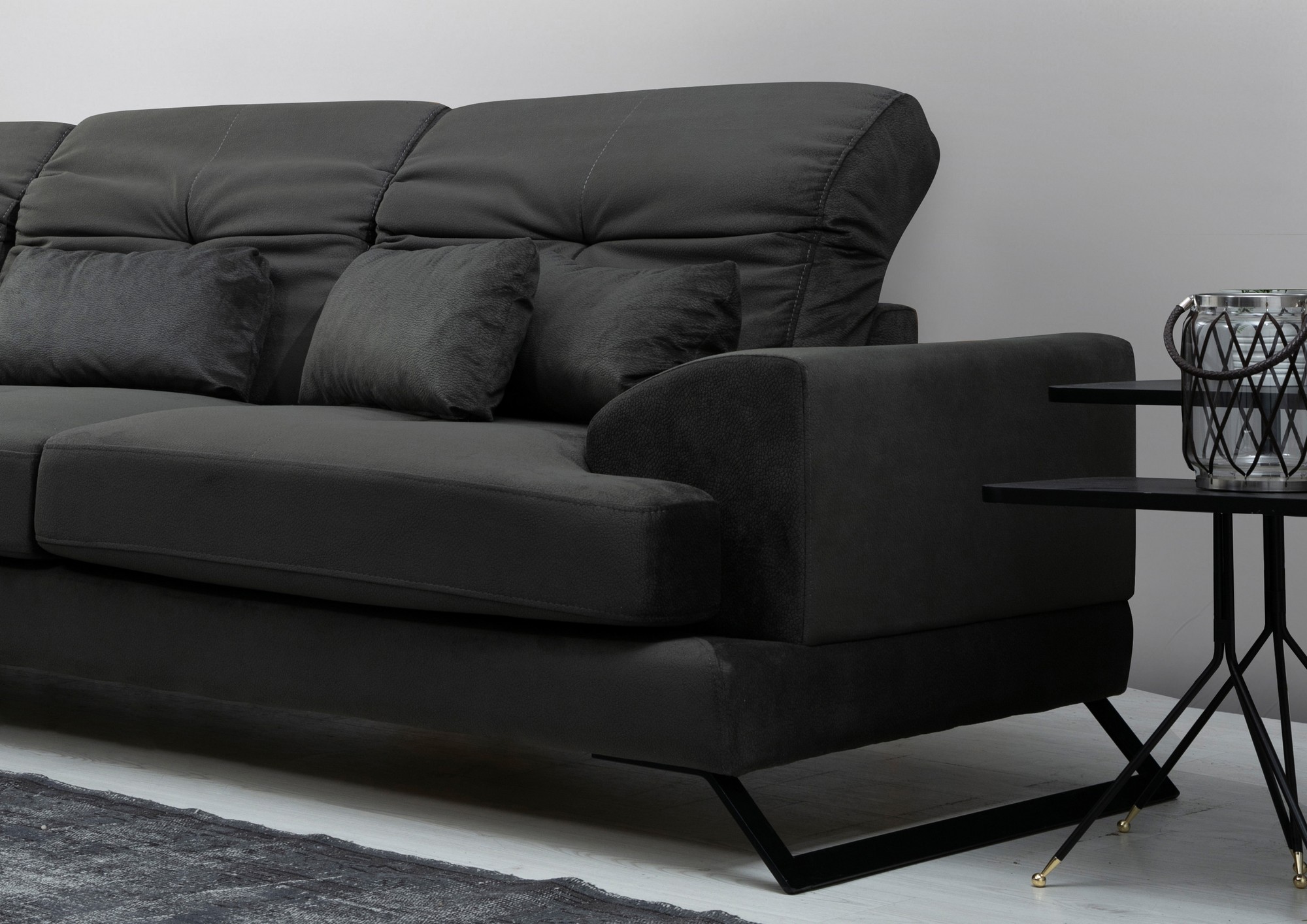 Frido Links Ecksofa Anthracite