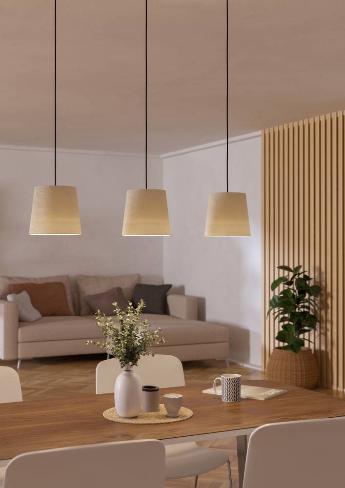 Febres Type C Pendant Lamp Blended Fabric Steel 3-Light