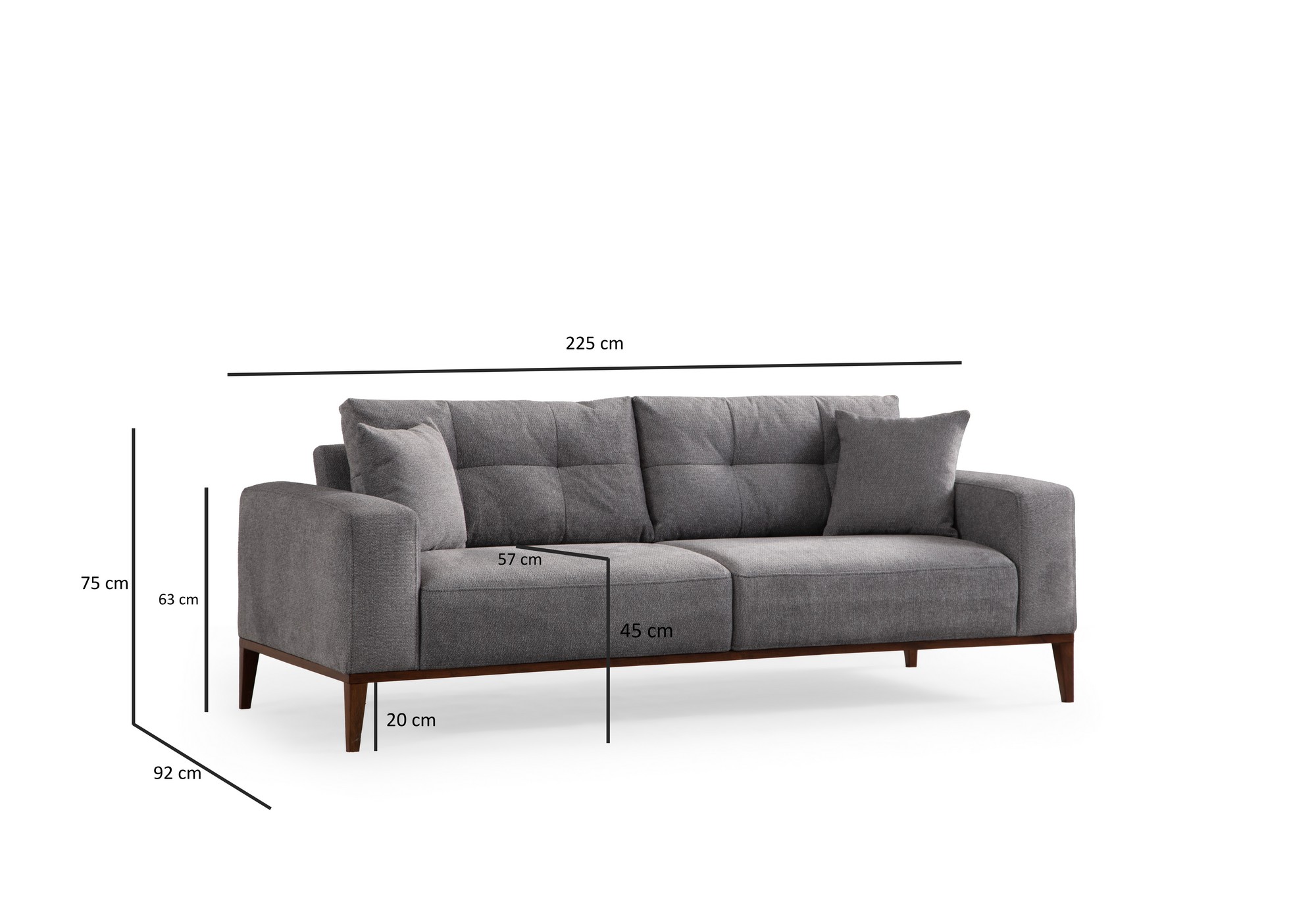 Sinor 3-seater sofa bed Light grey