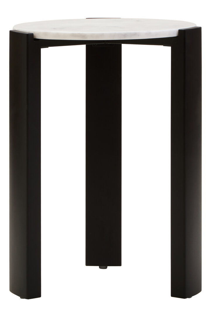 Palermo Round Side Table Marble Wood Black White