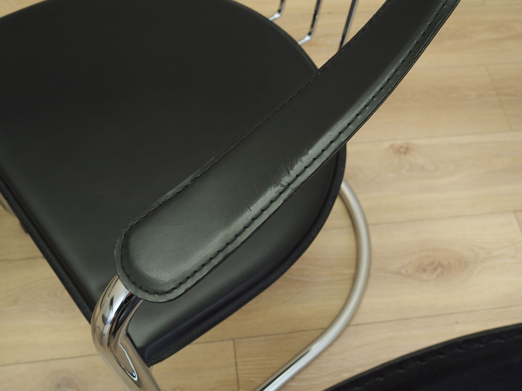 4x Dining chair leather metal 1980s