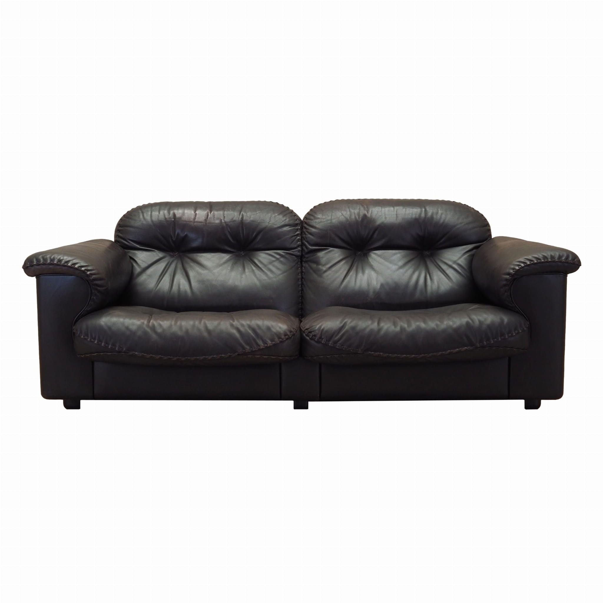 2-Sitzer Sofa Leder Dunkelbraun 1970er Jahre
