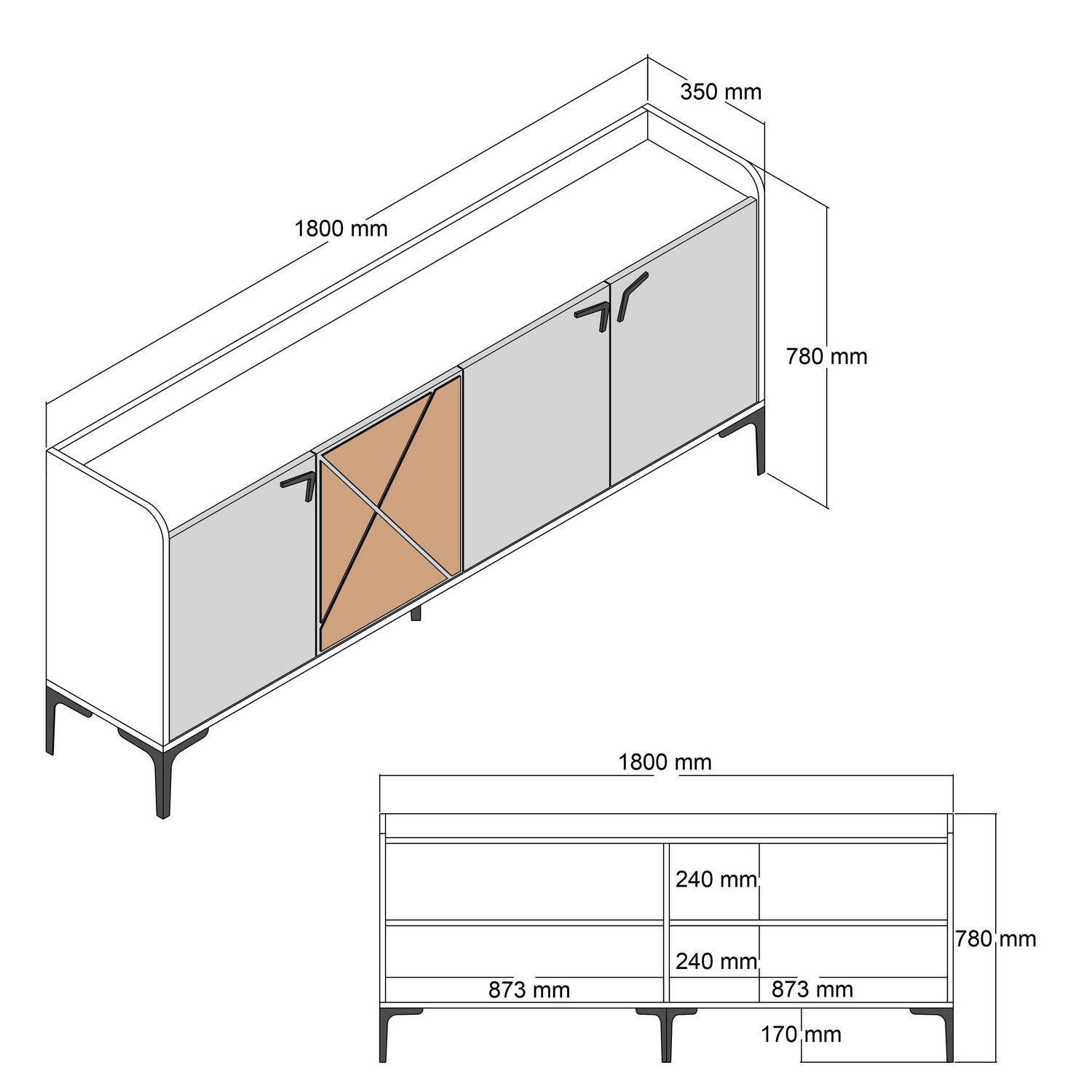 Venedik Sideboard Walnussbraun