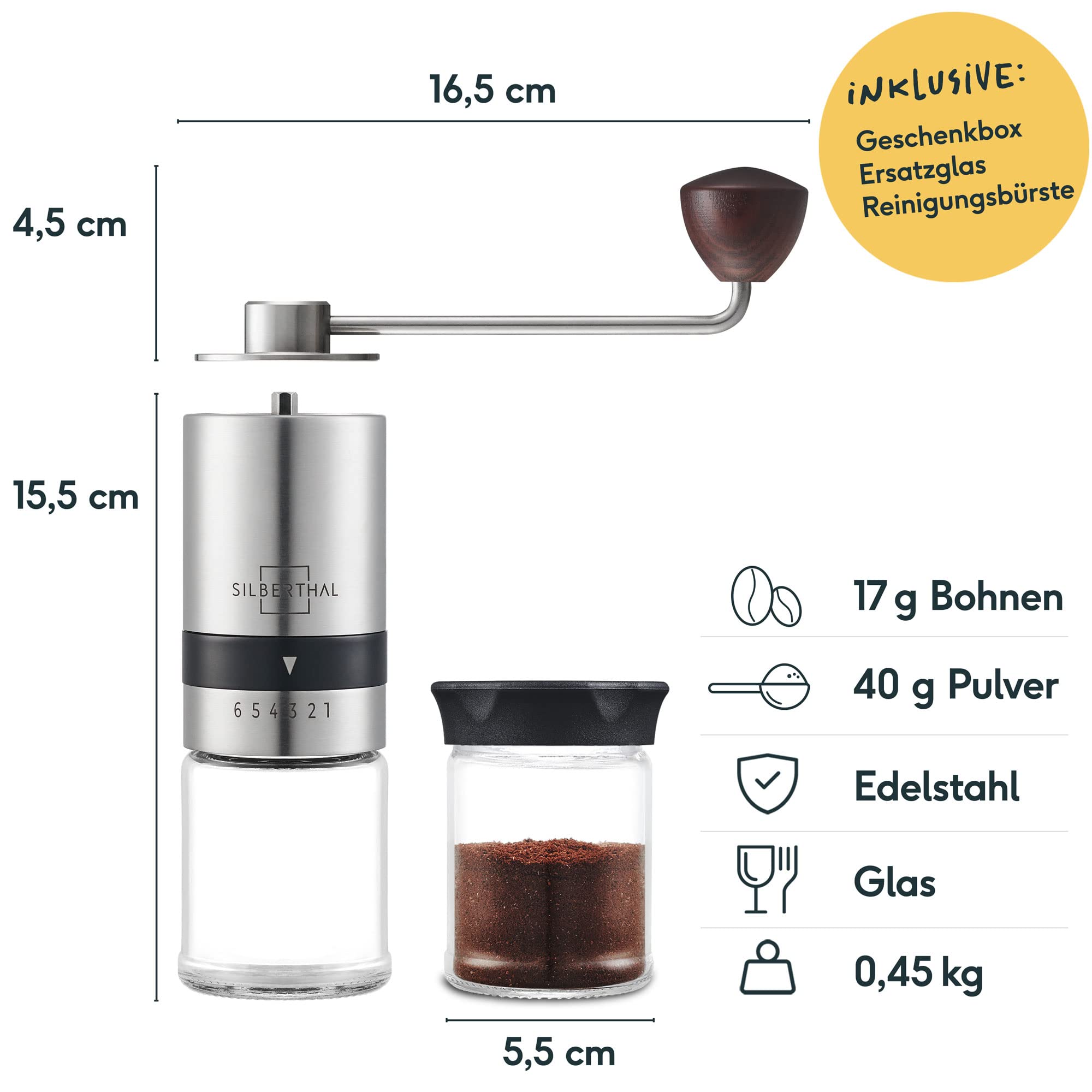 Kaffeemühle Manuell Kegelmahlwerk