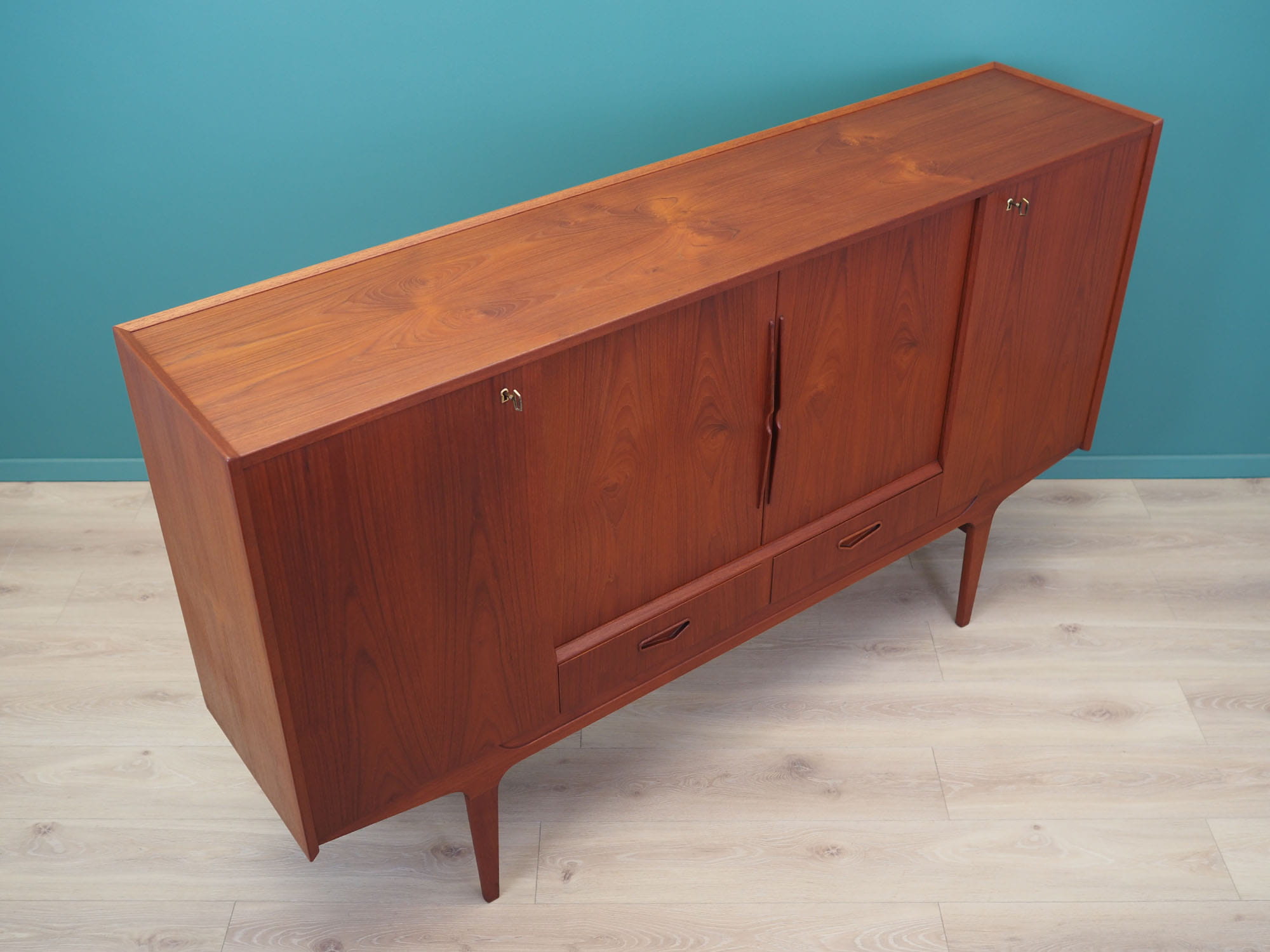 Vintage Highboard Holz Braun 1960er Jahre