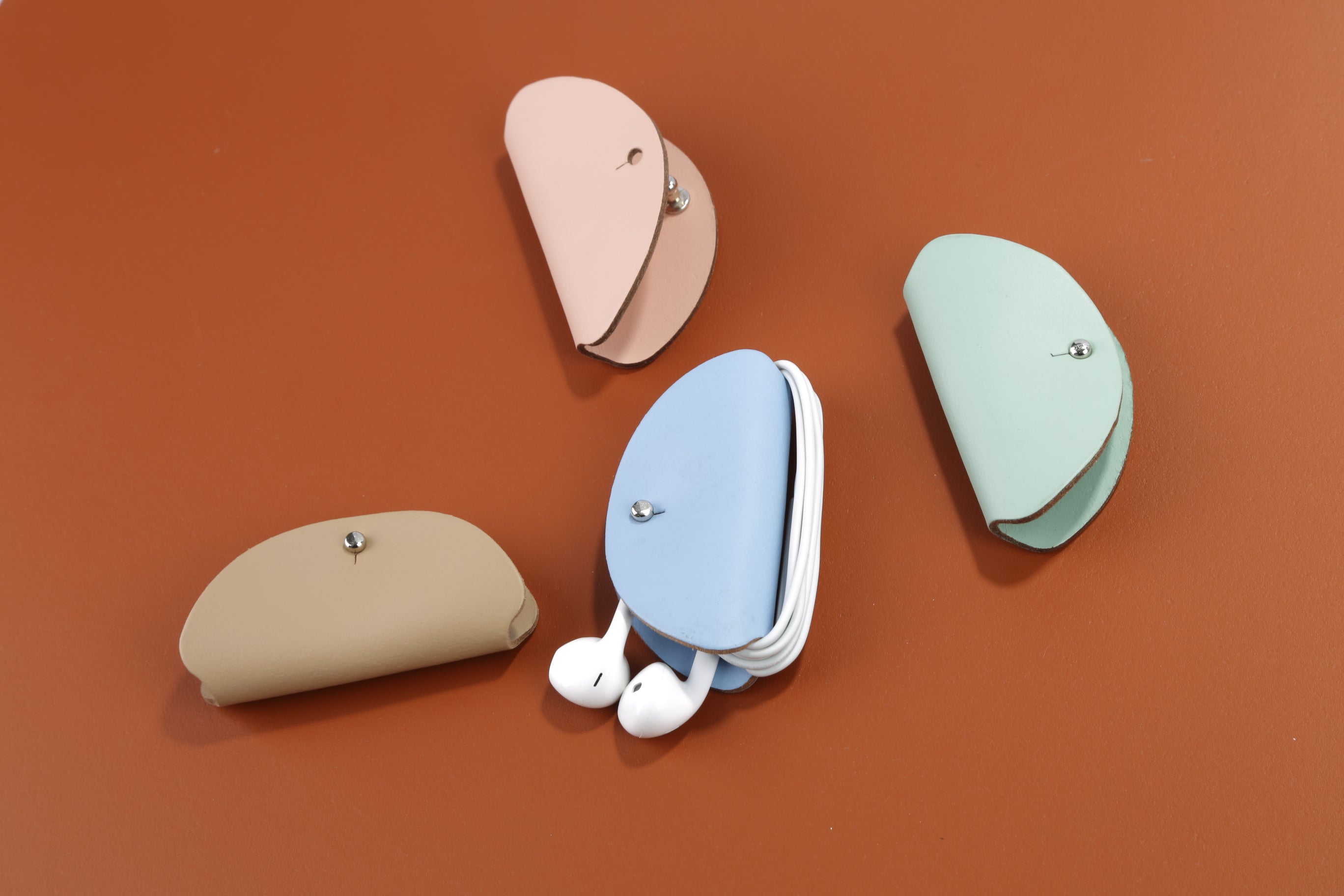 Headphone case 100% Recycled Leather Ginger