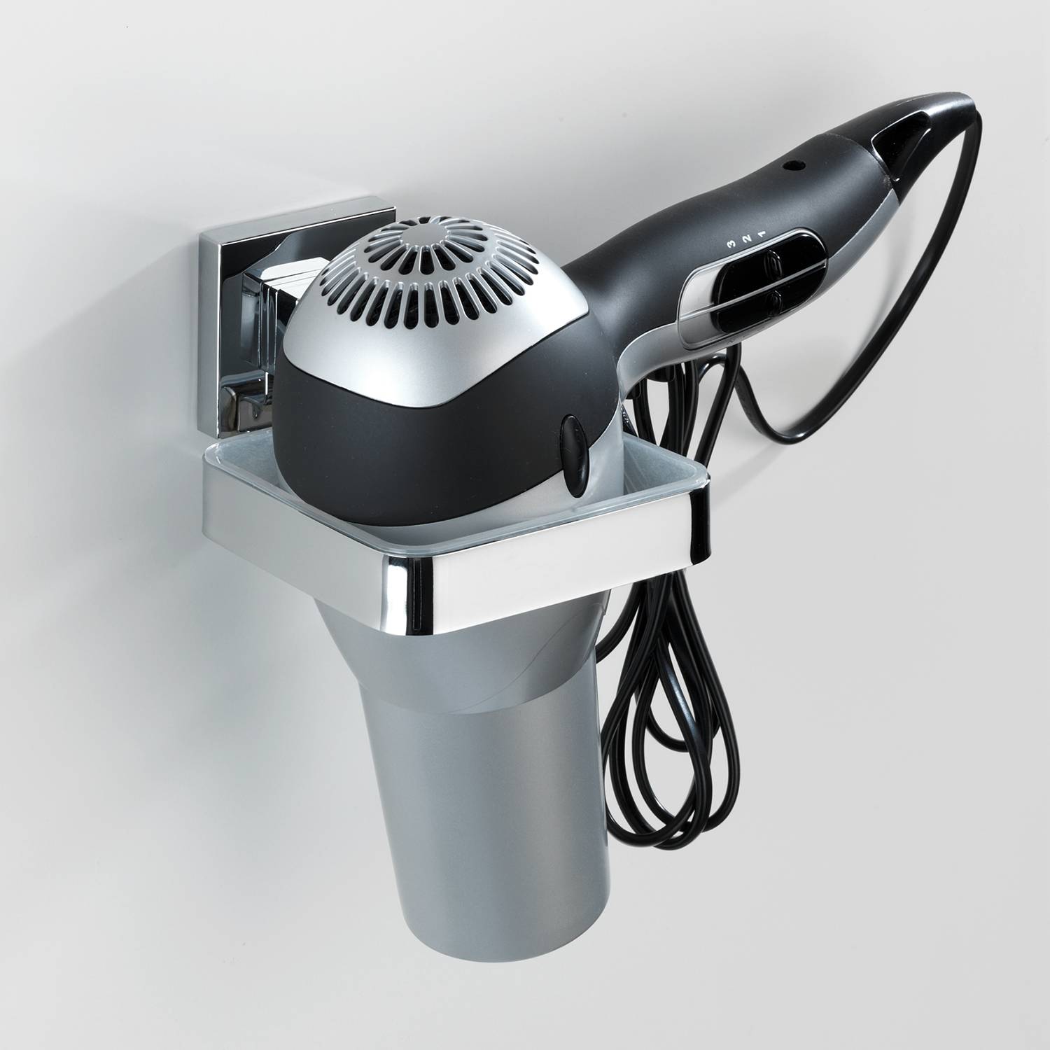 Haartrocknerhalter Vacuum-Loc Quadro Edelstahl Rostfrei