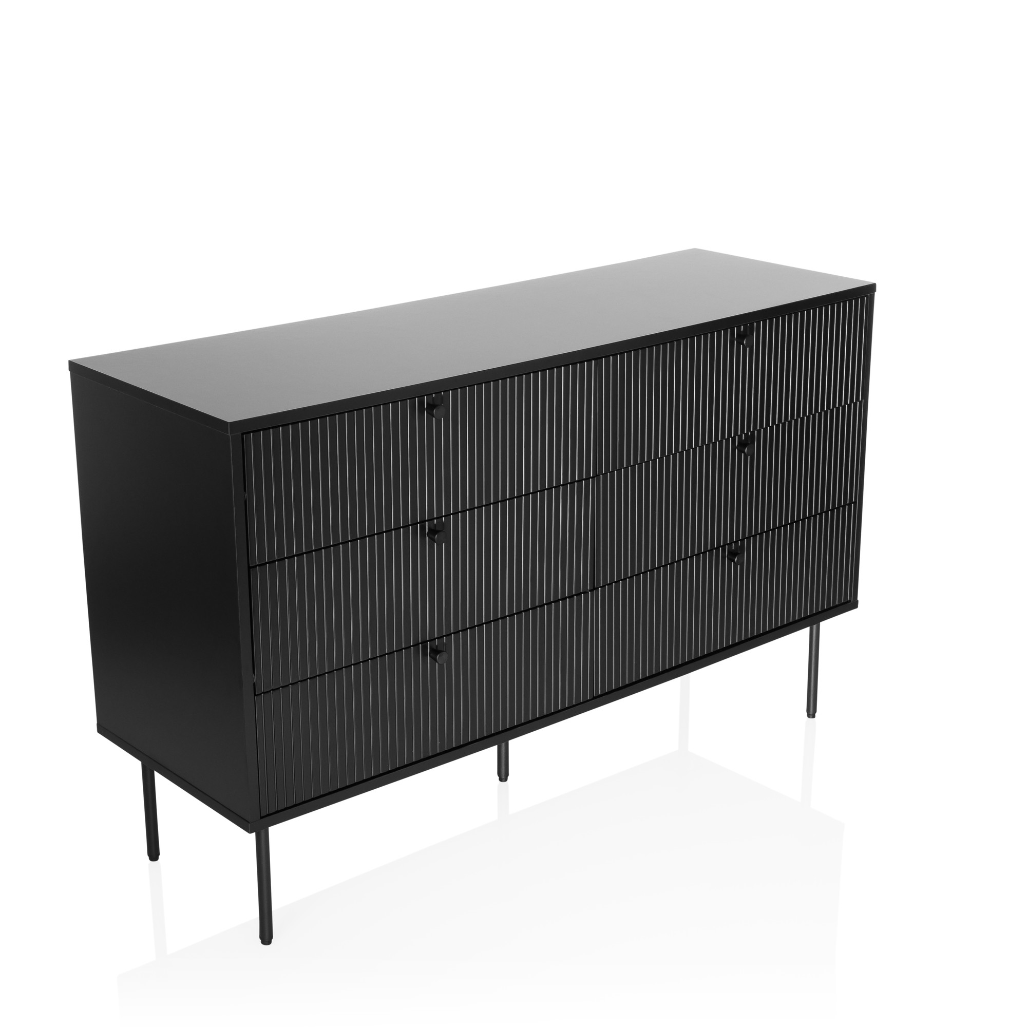 Karby S Sideboard mit 6 Schubladen Schwarz