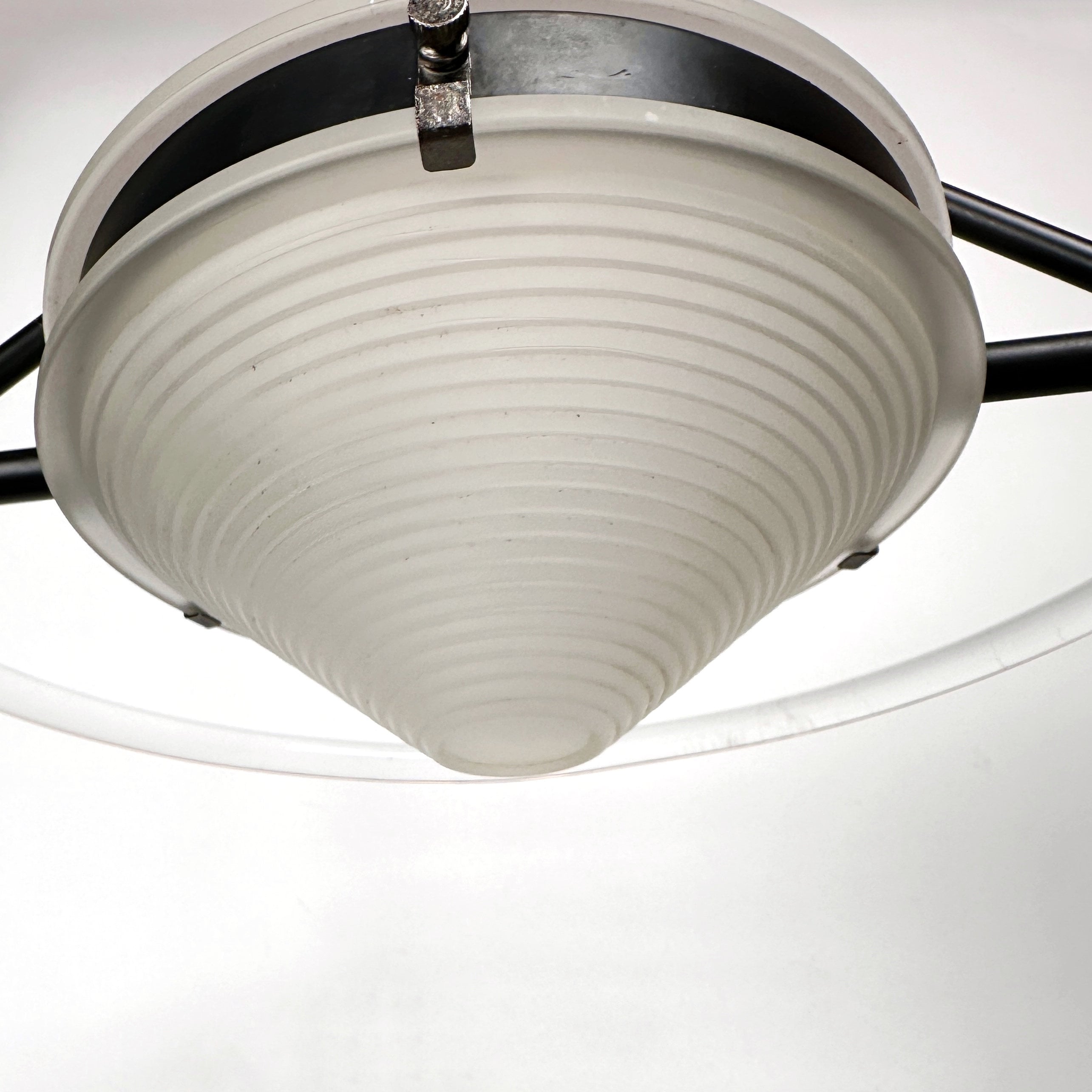 Deckenlampe Milchglas Plexiglas 1980er Jahre