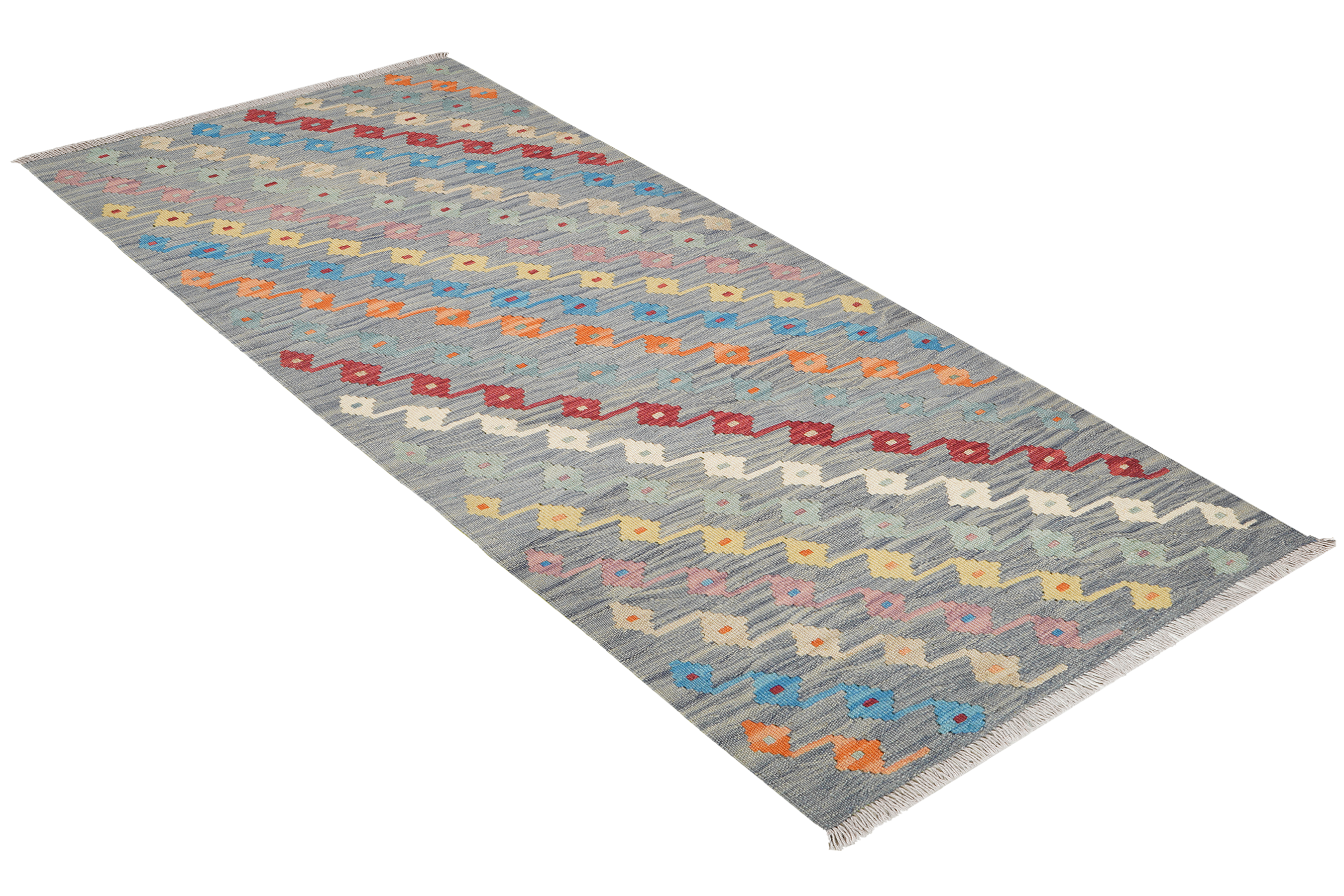 Tappeto Kilim Gashgai Lana Grigio