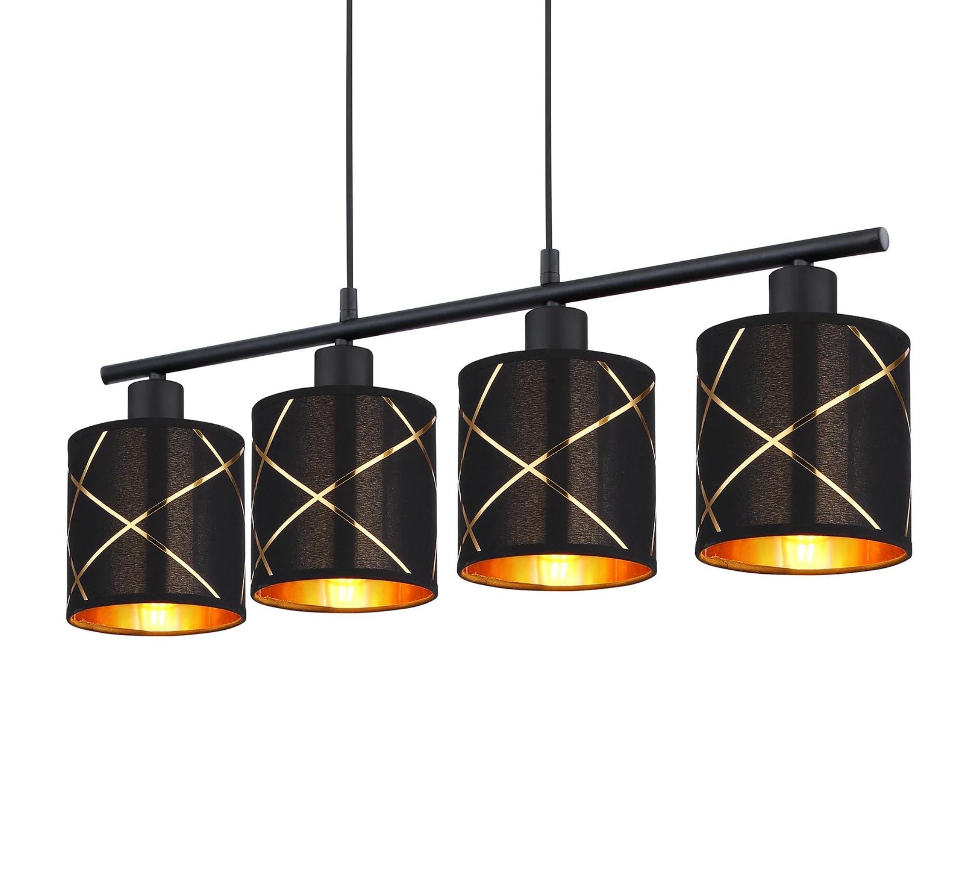 Pendelleuchte 4-flammig Textil Metall