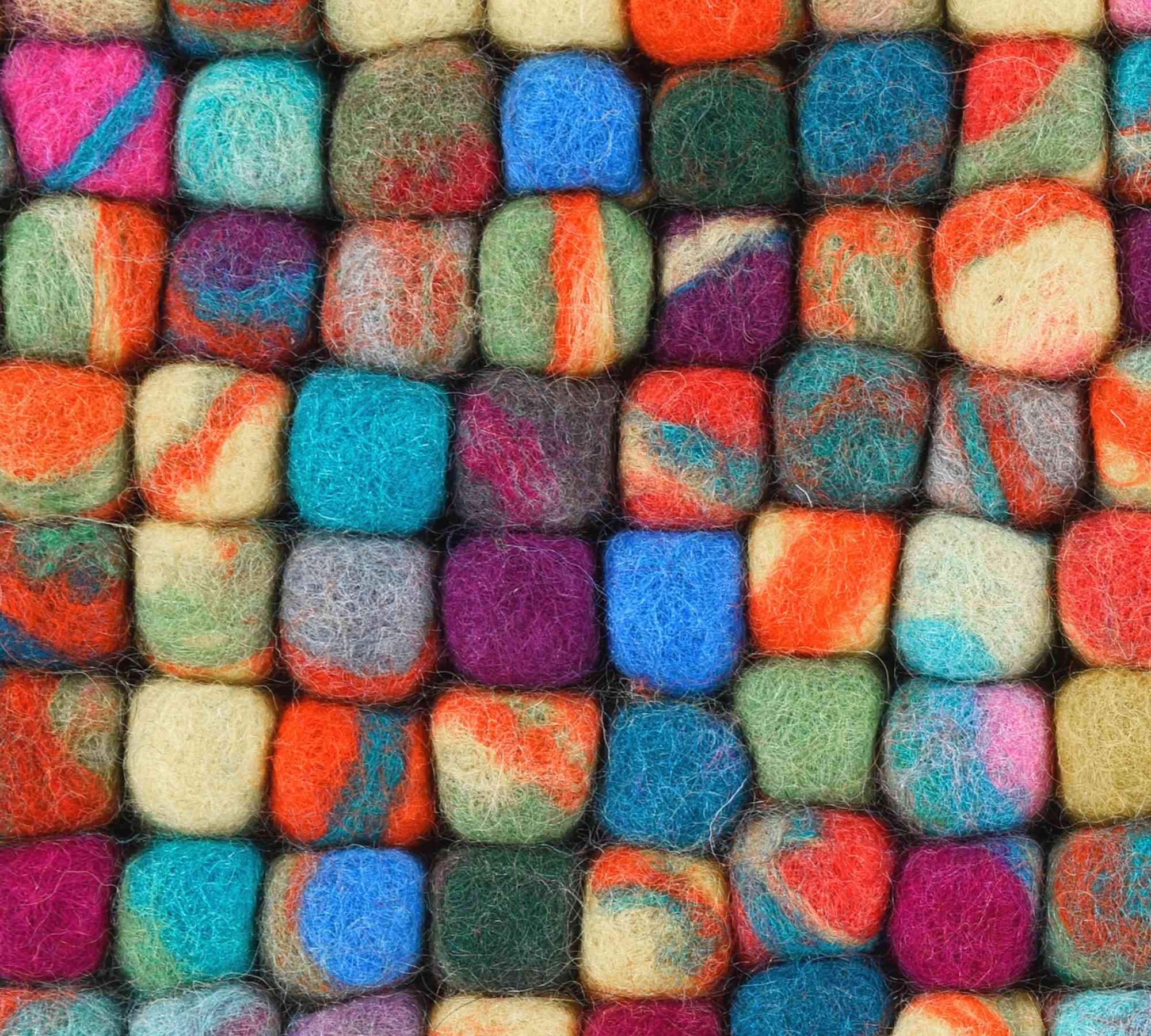 Runder Wollteppich Schurwolle Multicolor ⌀ 34cm