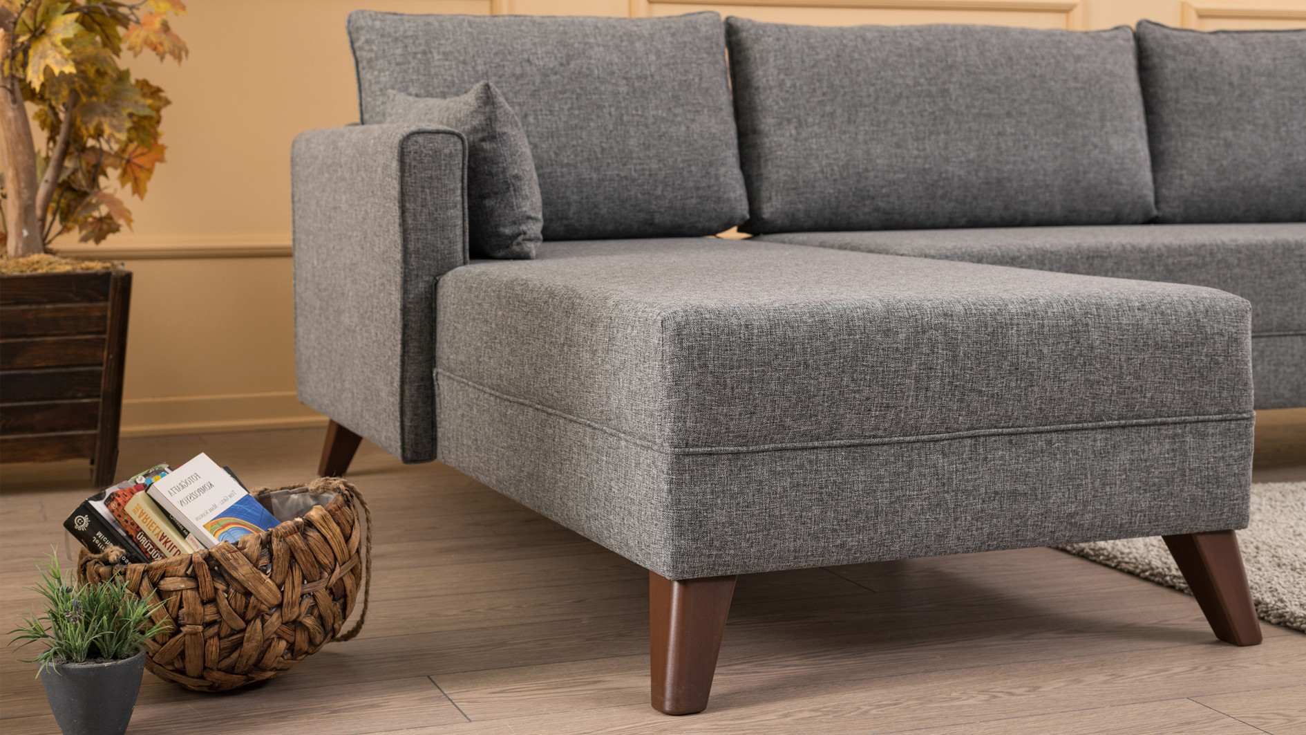 Sofa Récamiere Links Textil Grau