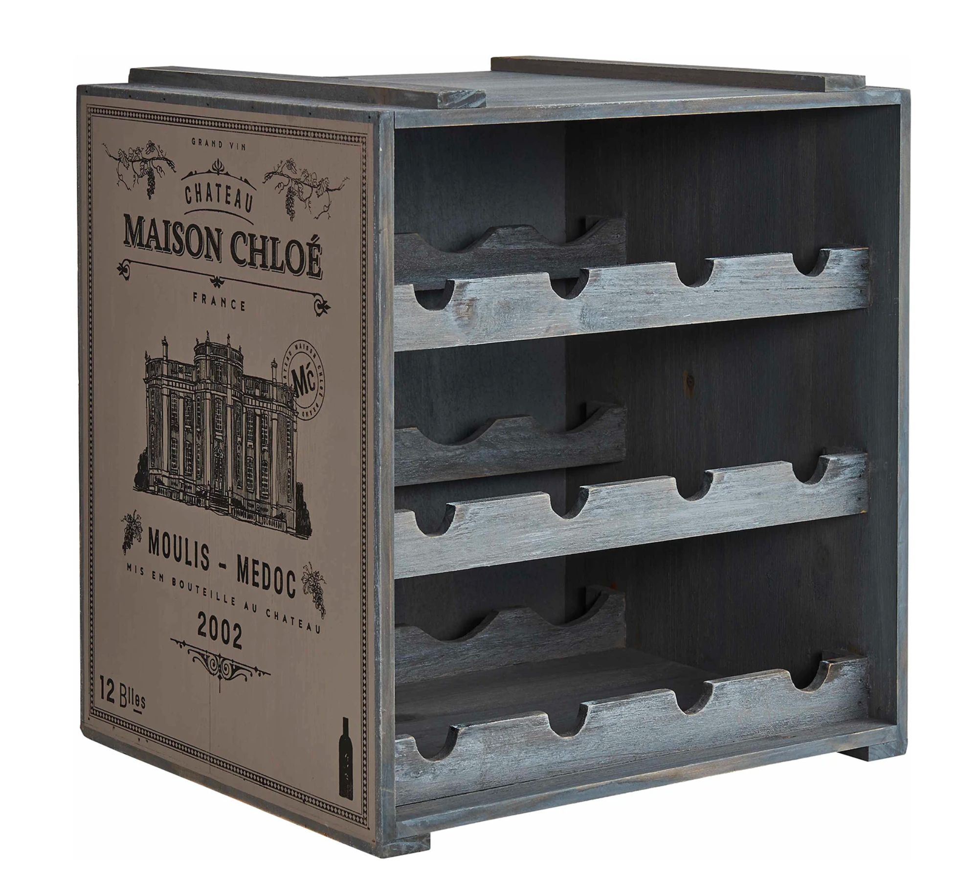 Weinregal für 12 Flaschen Tannenholz Taupe