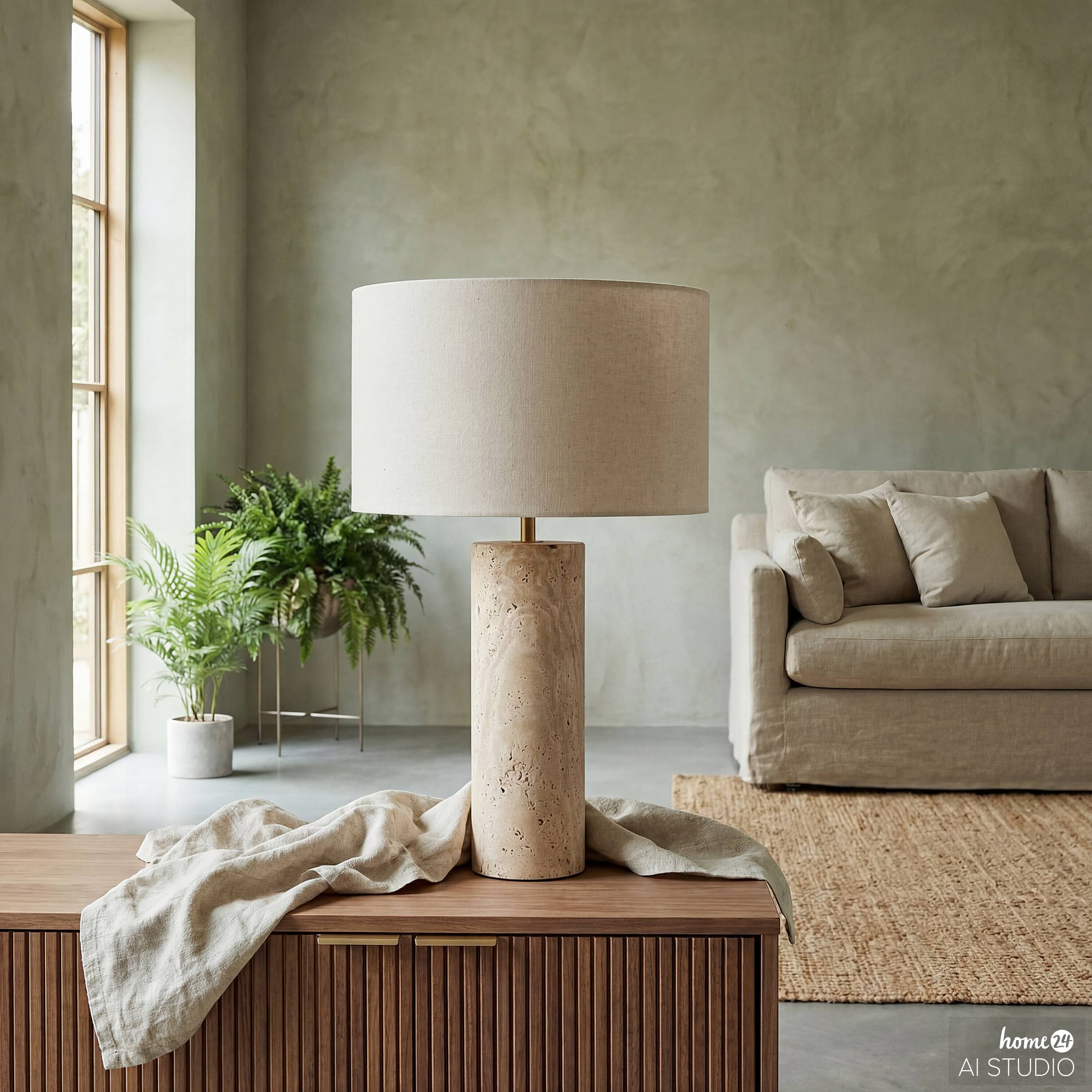 Juxo Tischleuchte 1-flammig Leinen Marmor