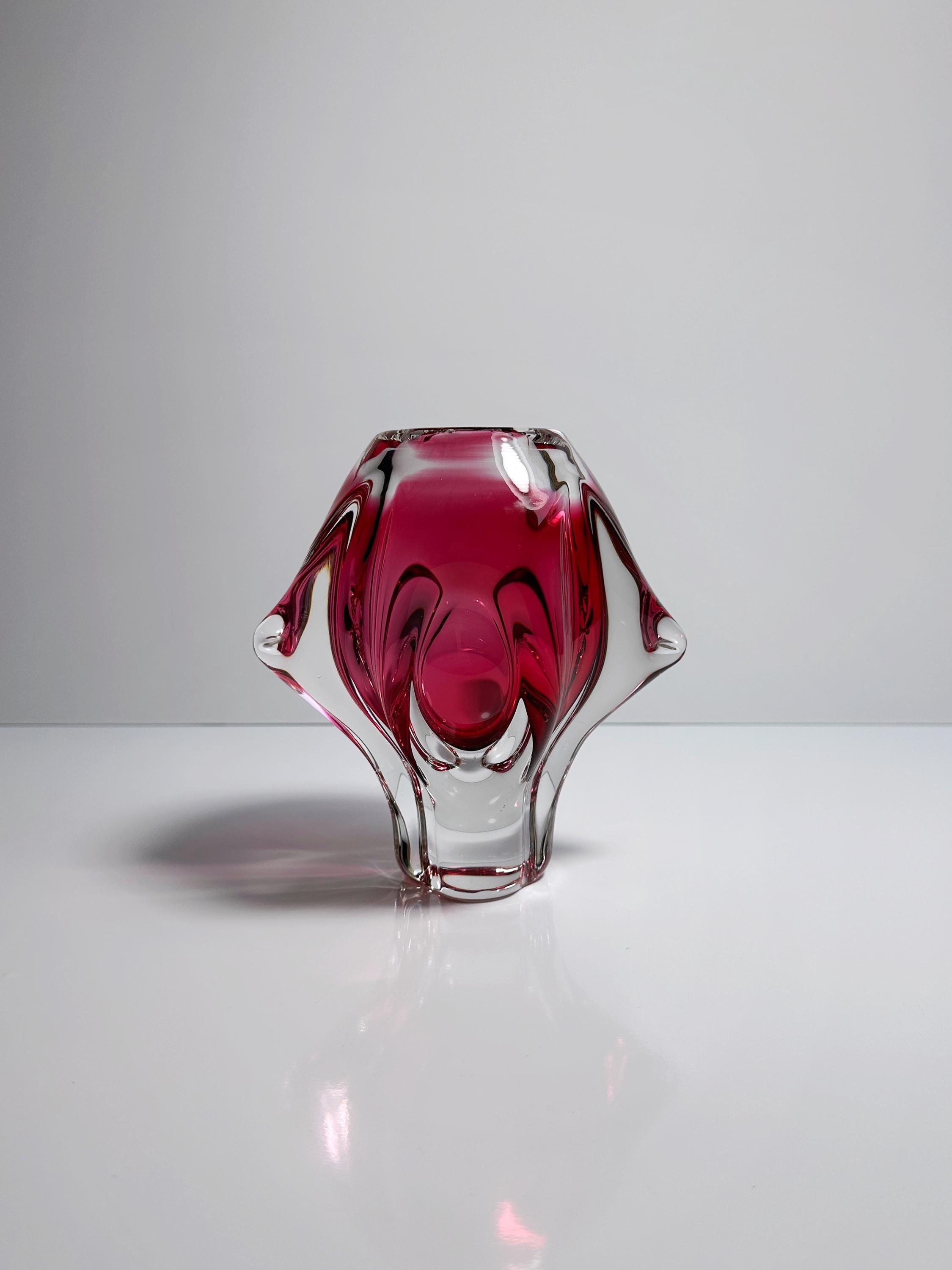 Vintage Vase Glas Rot