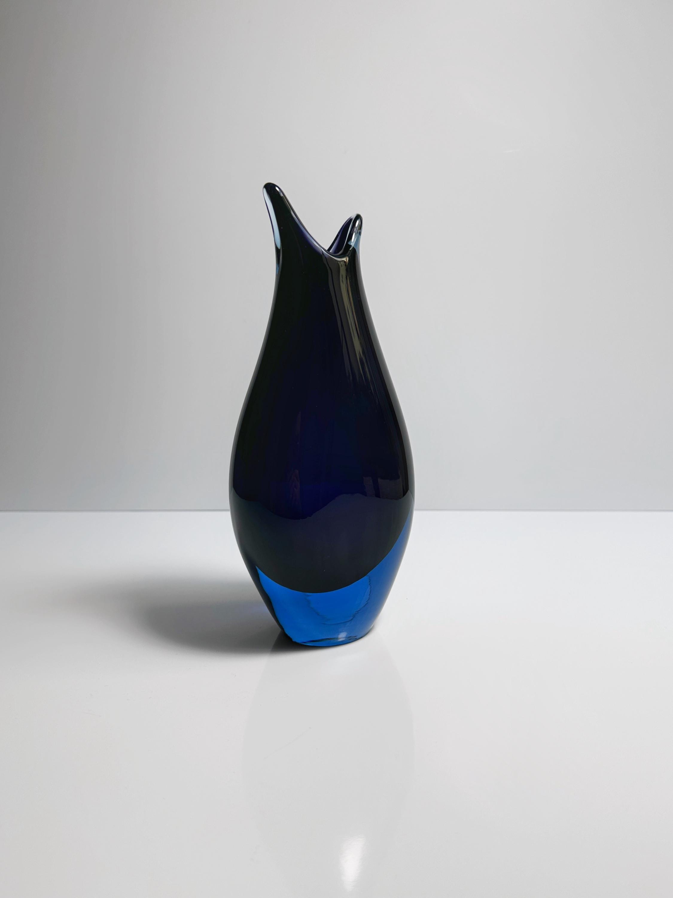 Vintage Vase Muranoglas Dunkelblau