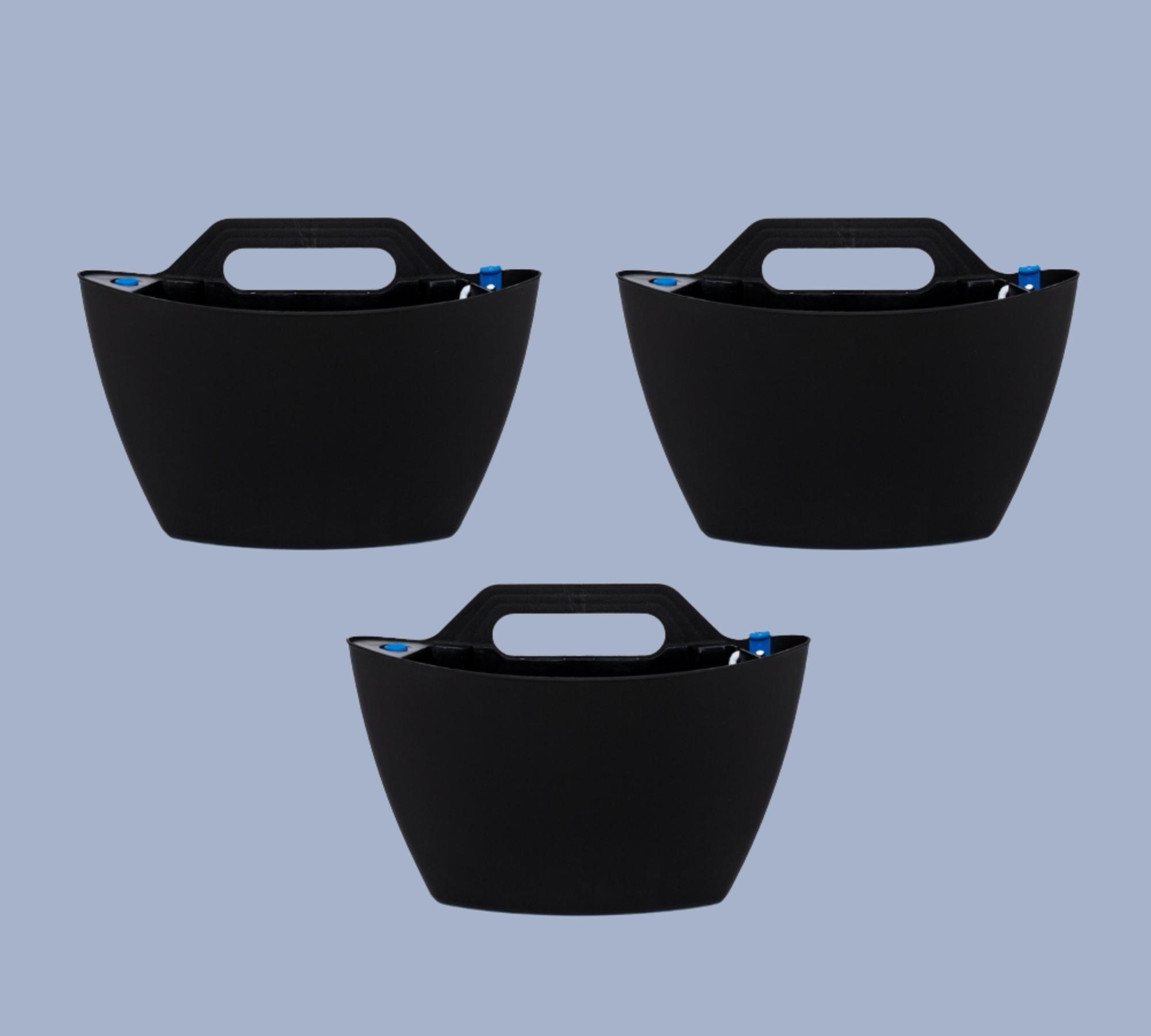 3x Wall Planter with Self-Watering Black