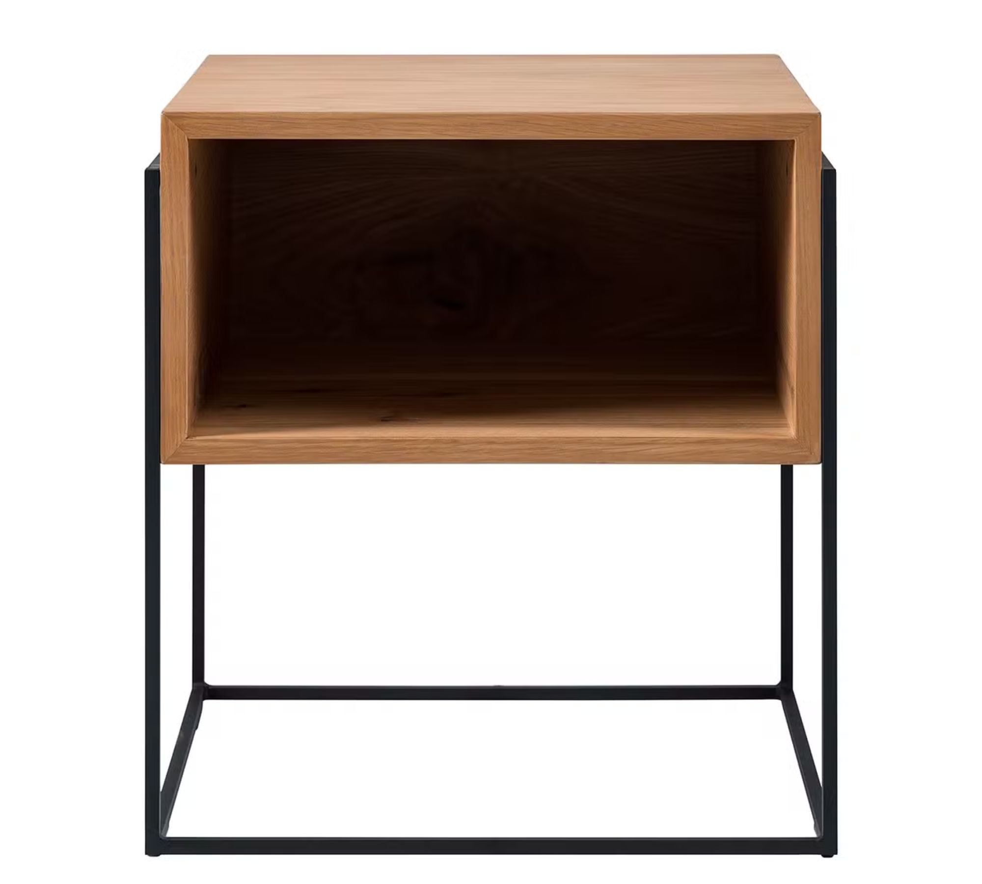 Nachttisch Cubus Echtholzfurnier Eiche / Schwarz